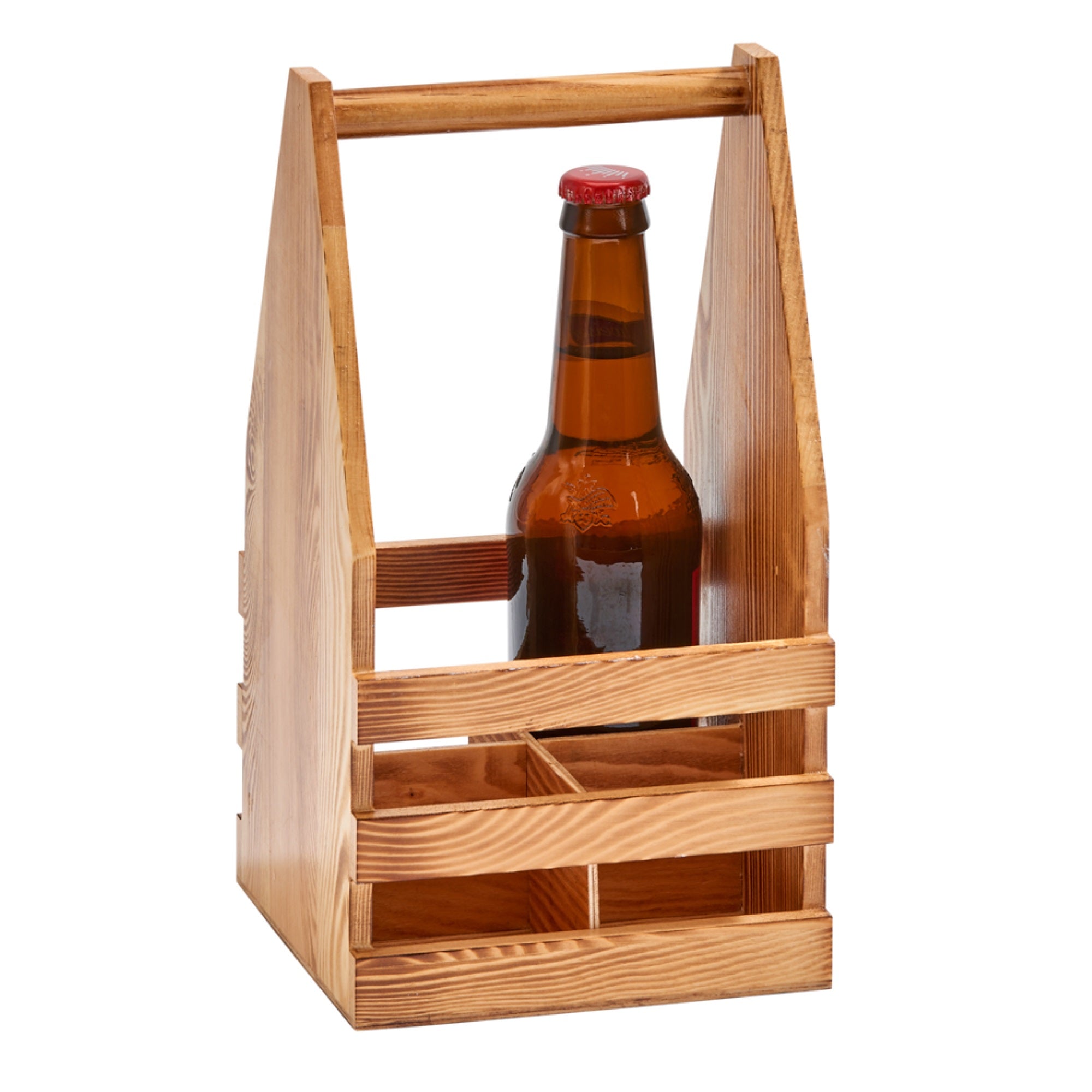 Light Wood 4 Bottle Beverage Caddy 11X6