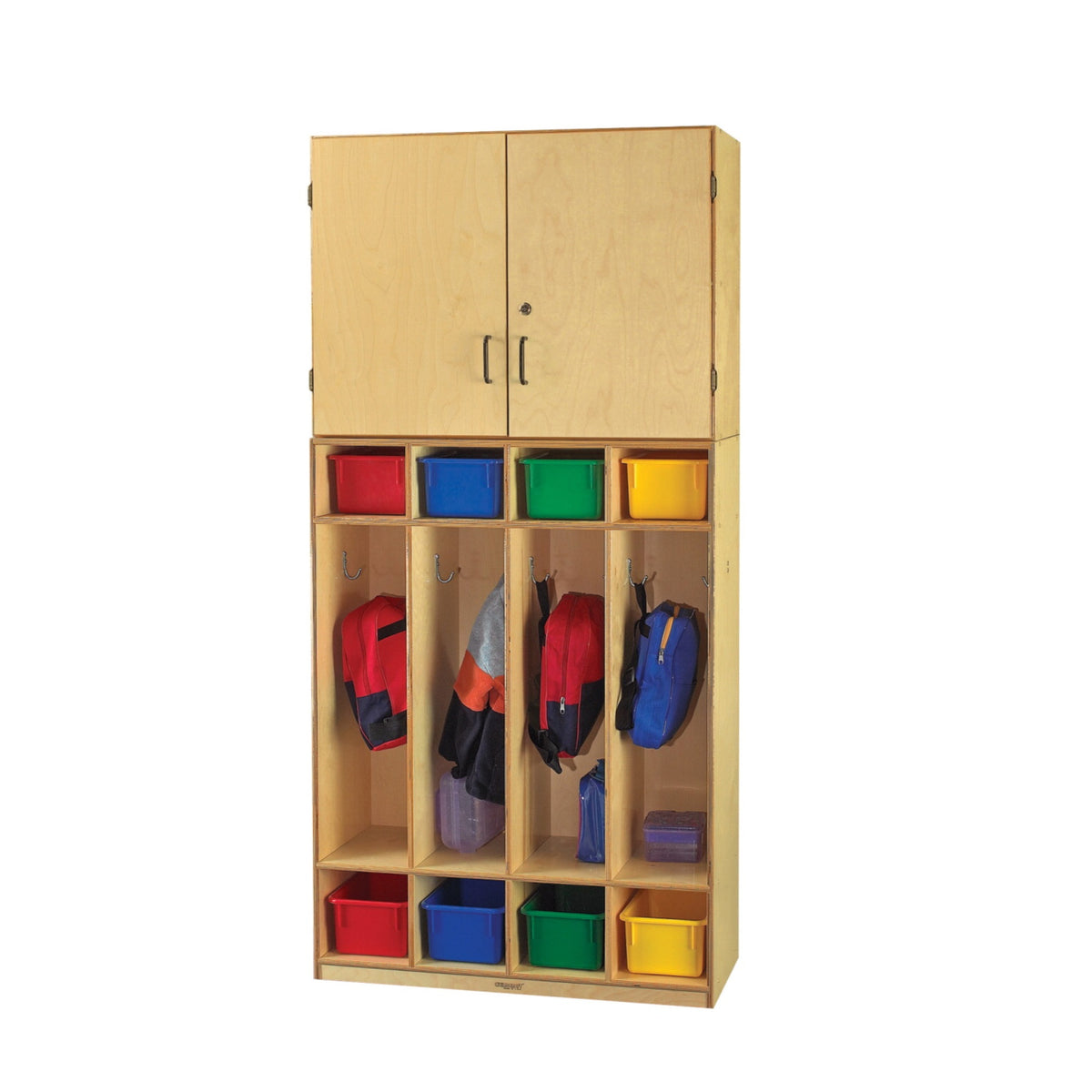 Childcraft Vertical Storage Unit With Coat Locker Base, 35-3/4 X 14-3/4 X 74-1/4 Inches