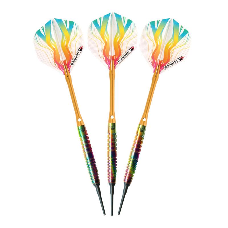Elkadart Rainbow 90% Tungsten Soft Tip Darts Multi Color Titanium Coating 18 Grams - 21-3154-18