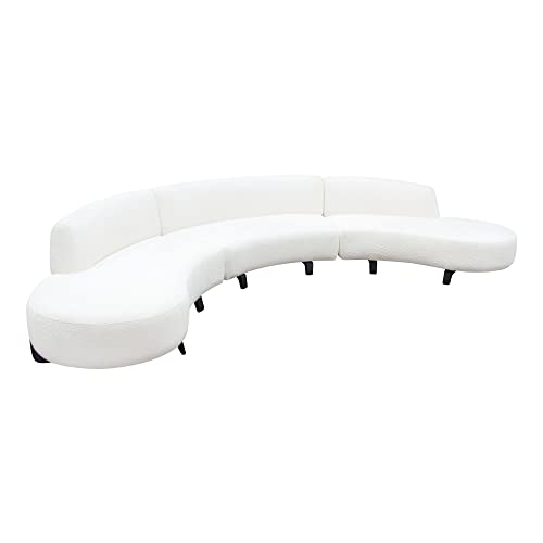 Vesper 3Pc Curved Armless Sofa With 2 Chaise In White