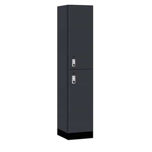 Salsbury 15 Wide Premier Wood Locker-Double Tier-1 Wide-6 Feet High-18” Deep-Carbon Mesh-Silver Resettable Combination Locks
