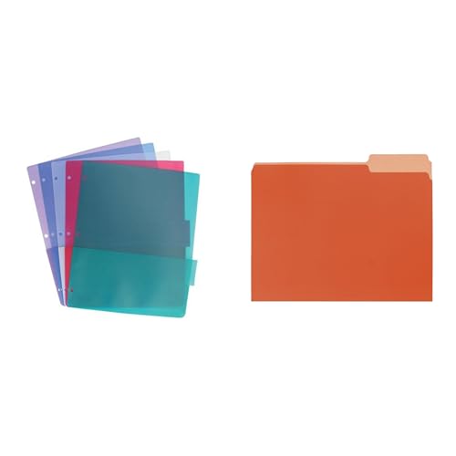 Casafoyer Polypropylene Pocket Page with 10 Pockets & Mediumweight Stock Reversible File Folder Combo Kit for Organized Filing and Document Management