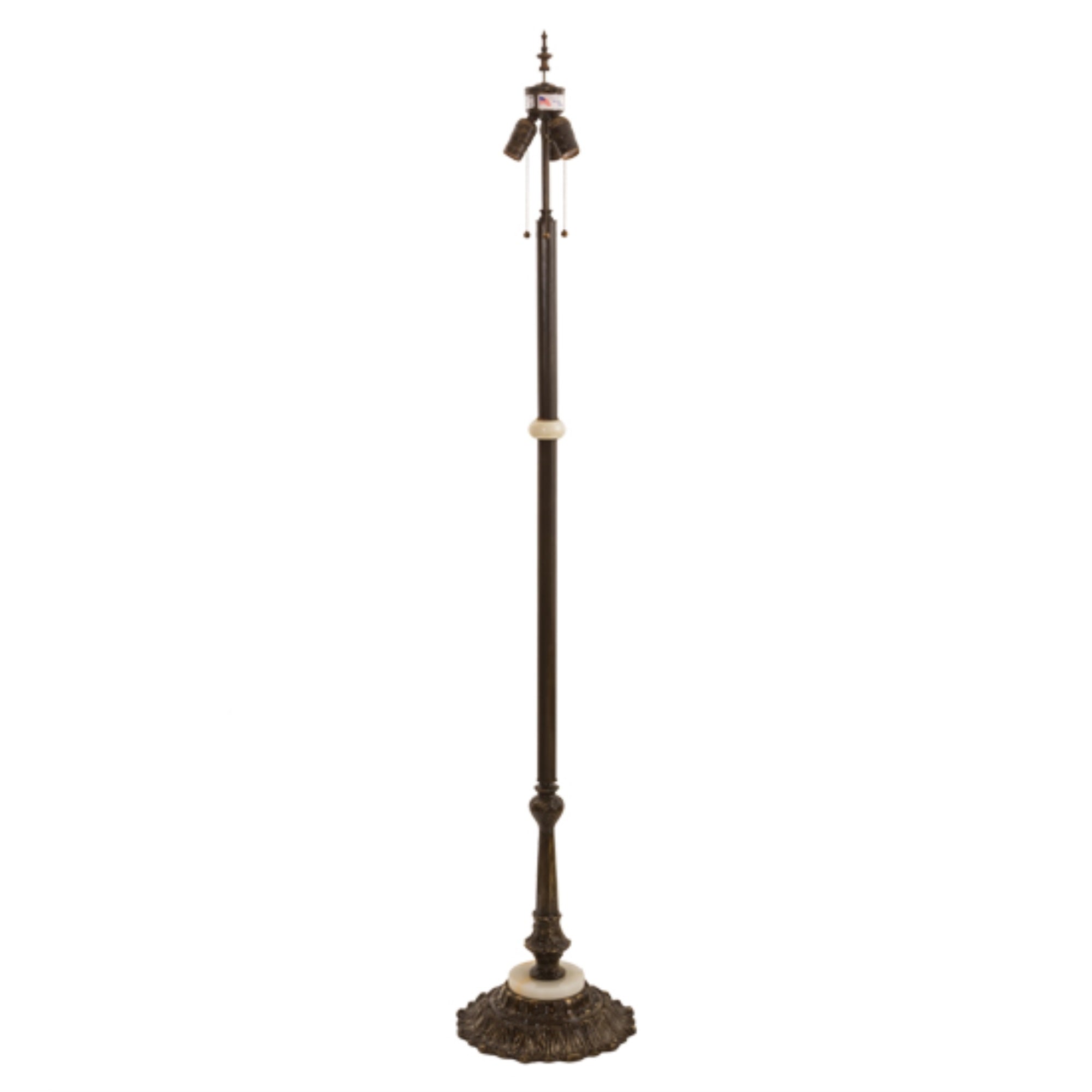 62' High Antique Brass Gloss 3 Lt Floor Base
