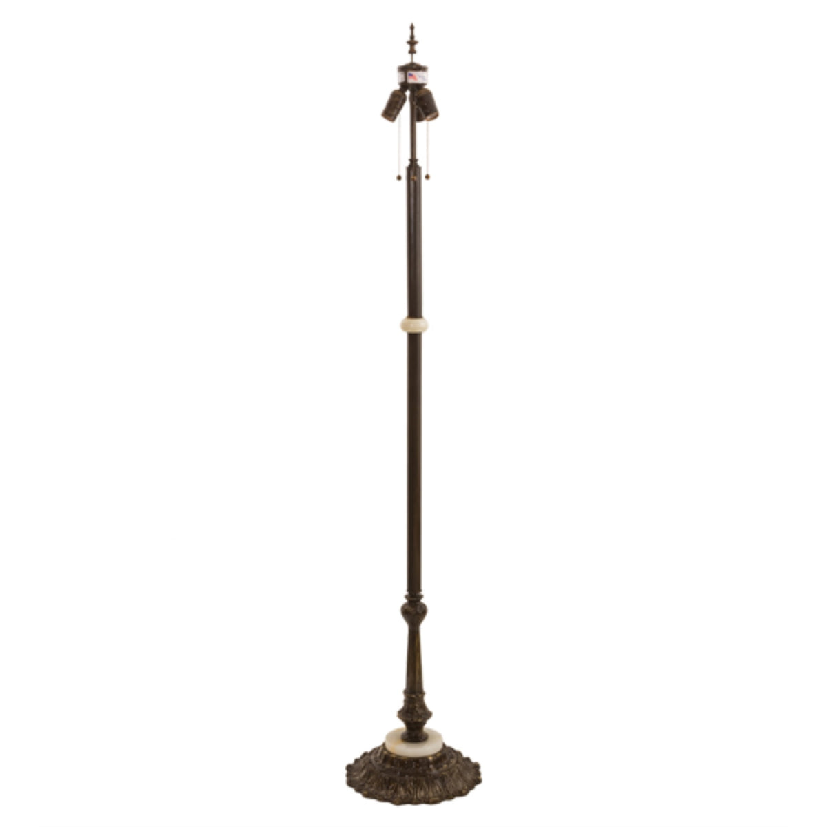 62' High Antique Brass Gloss 3 Lt Floor Base