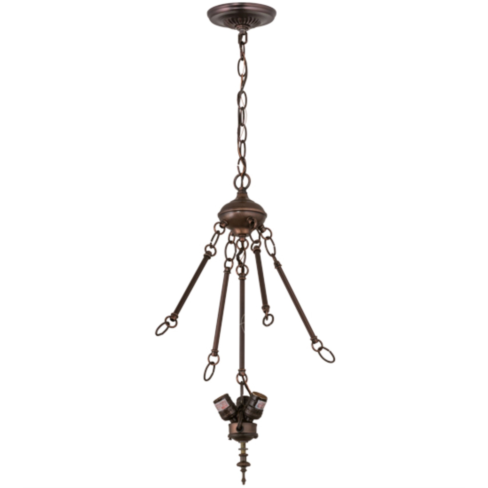 5' Wide Mahogany Bronze 3 Light Inverted Pendant Hardware