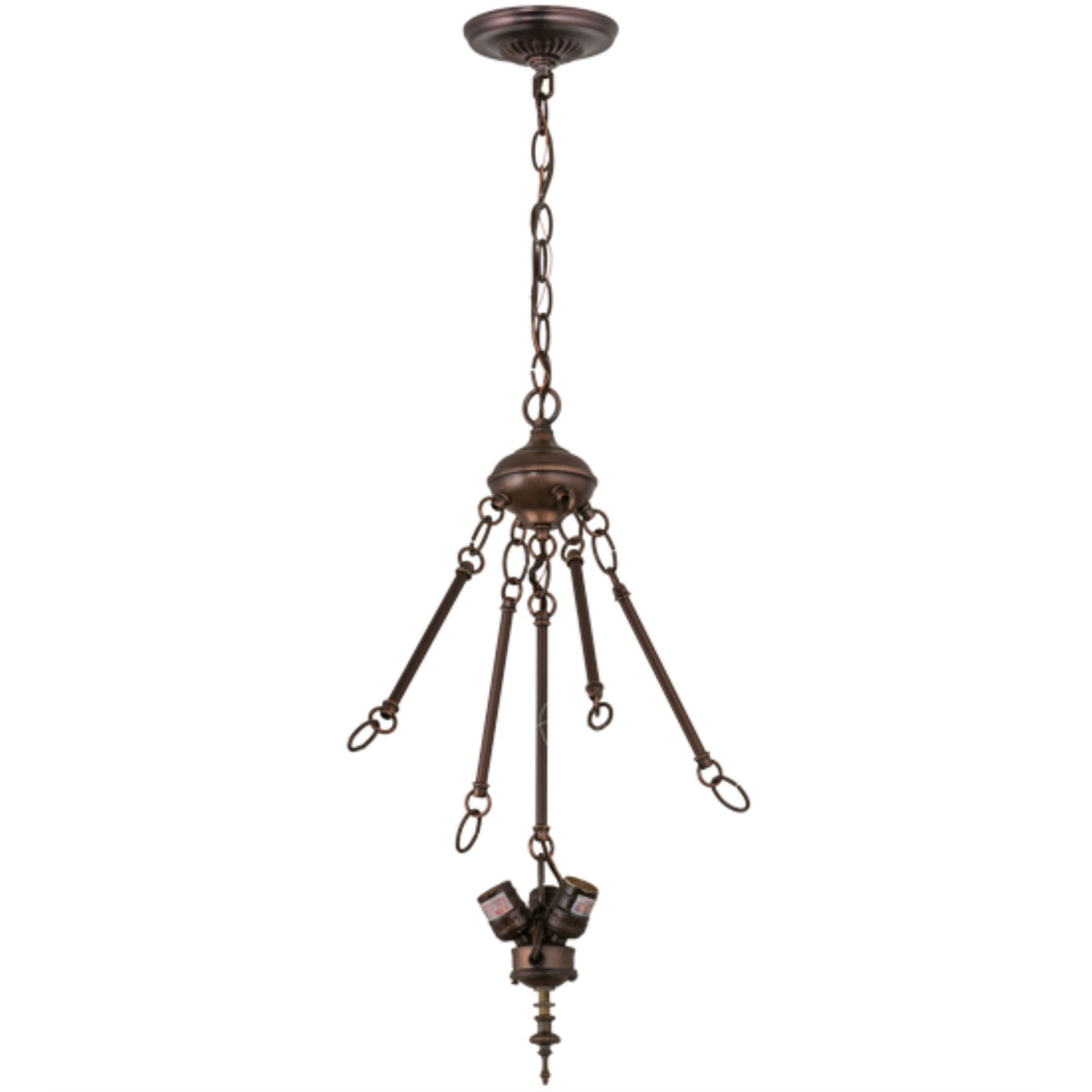5' Wide Mahogany Bronze 3 Light Inverted Pendant Hardware