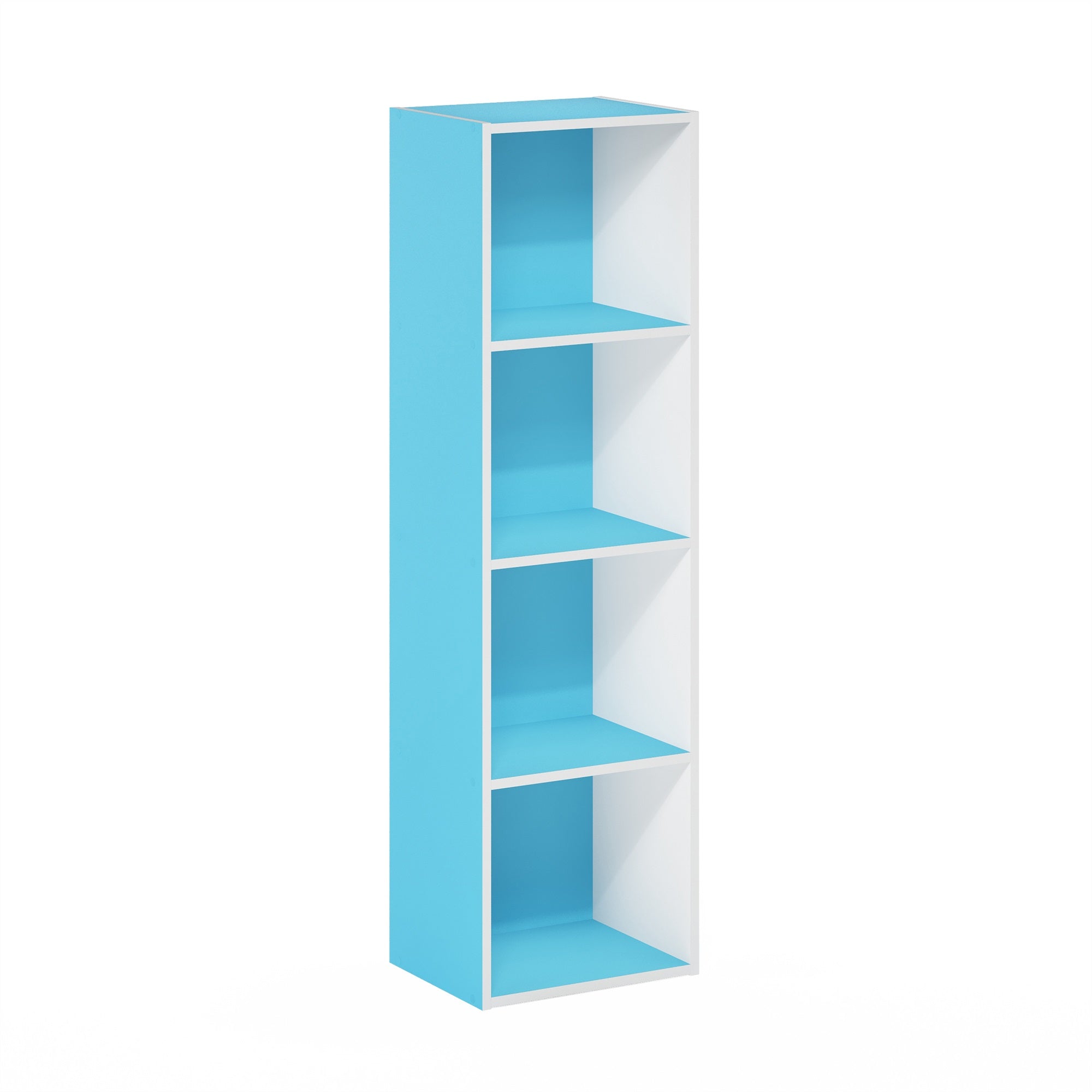 Furinno Pasir 4-Tier Open Shelf Bookcase, Light Blue/White