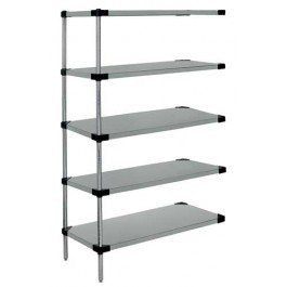 Quantum AD74-1436SG-5 Solid Shelving Add-On Kit, 36W x 14D x 74H, 300 lbs Capacity, Carbon Steel, Galvanized, NSF