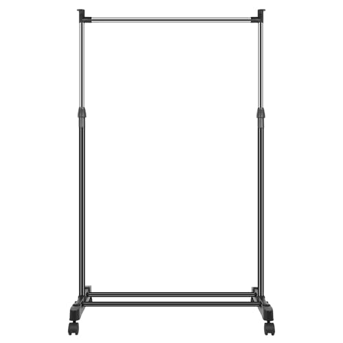 15kg/33lbs Garment Racks 3.12ft-4.80ft Height Adjustable Clothes Stand Foldable Clothes Hanger w/ Wheels Storage Shelf For Dormitory Home