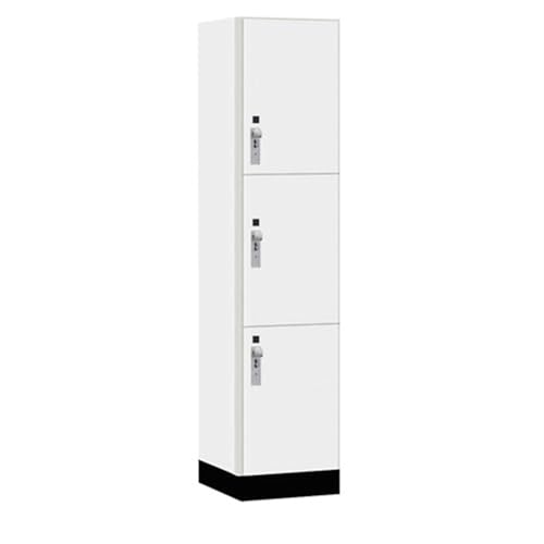 Salsbury 18 Wide Premier Wood Locker-Triple Tier-1 Wide-6 Feet High-18” Deep-Arctic White-Silver Hasps