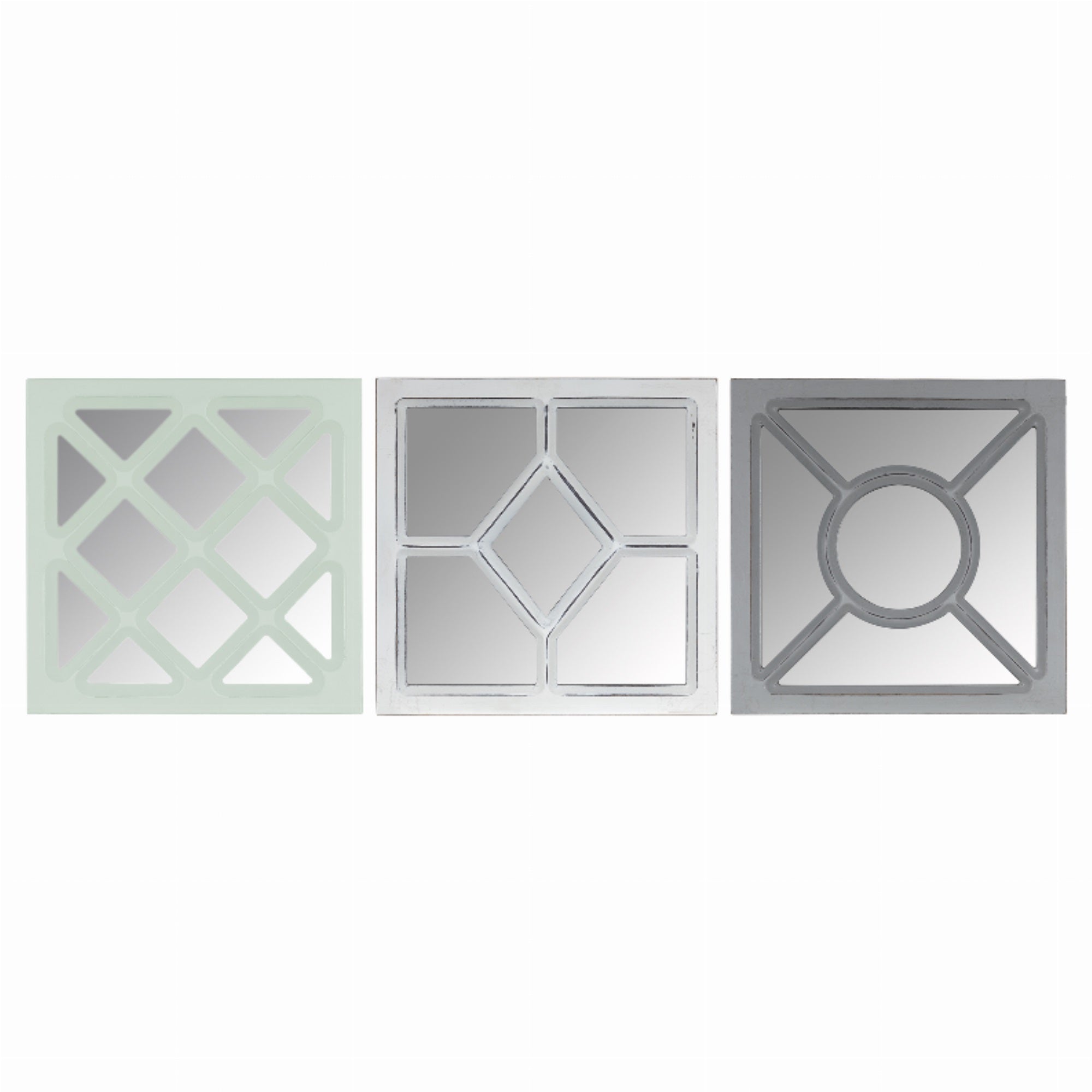 Set Of 3 Tri-Color Square Wall Mirrors