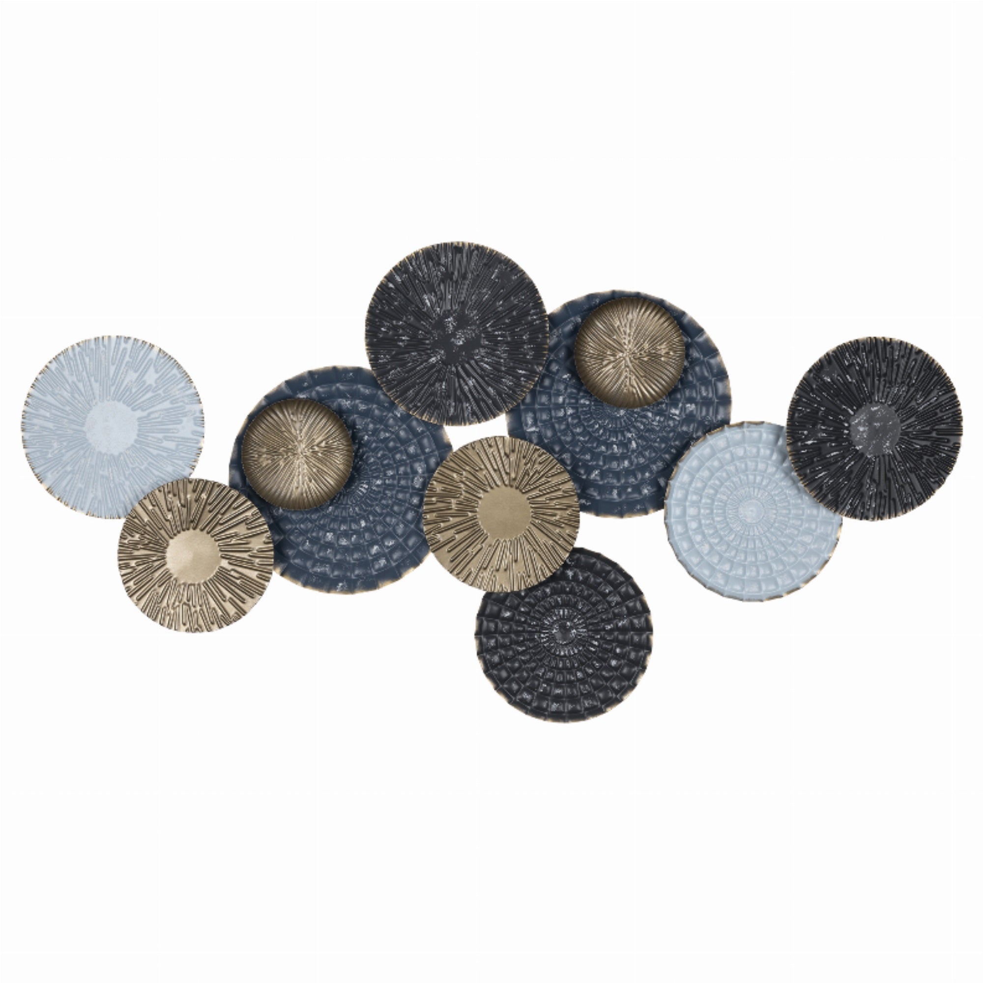 Modern Blue And Gold Metal Plates Centerpiece Wall Decor