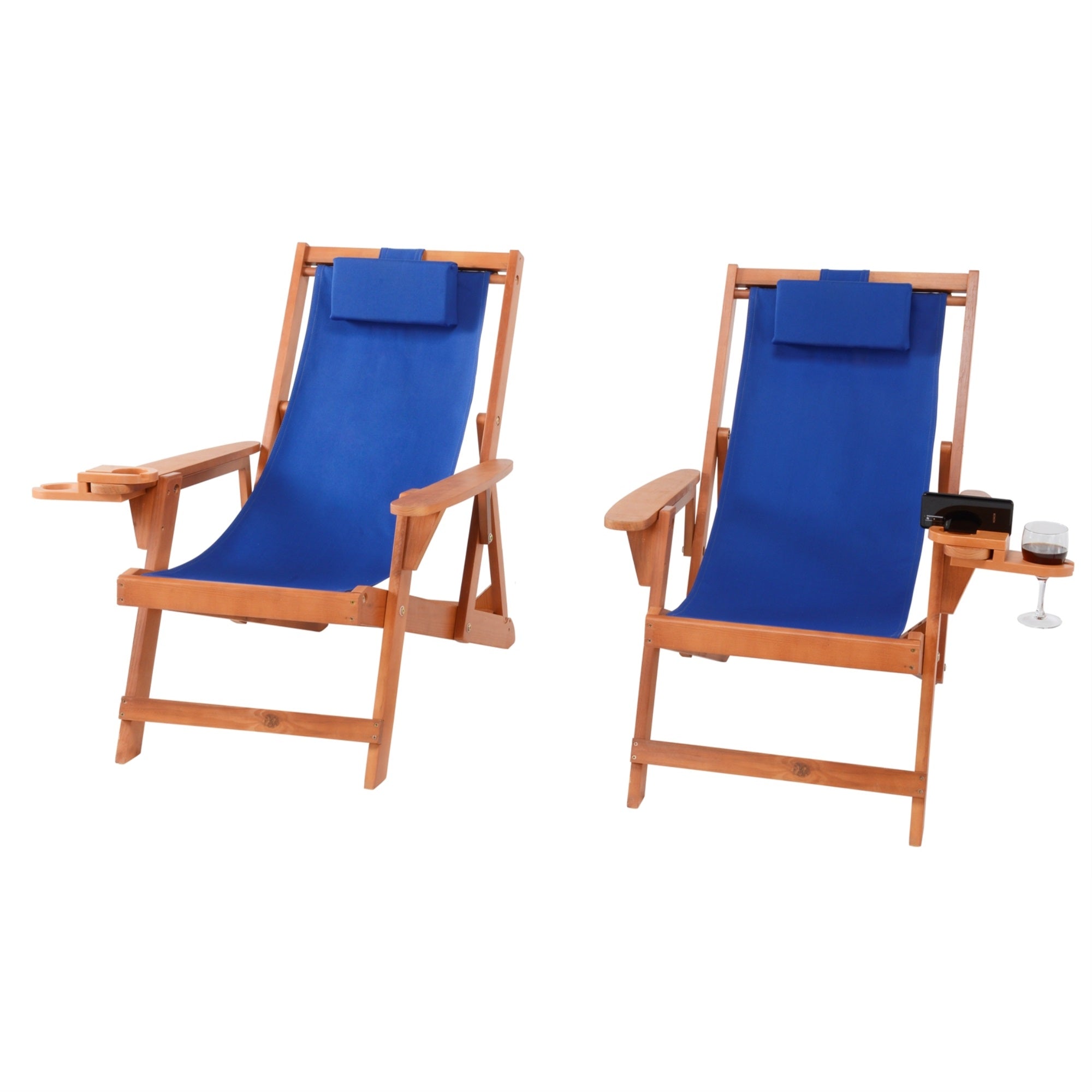 Romantic Collection Canvas Sling Chair with Cup and Wine Holder (Set of 2)