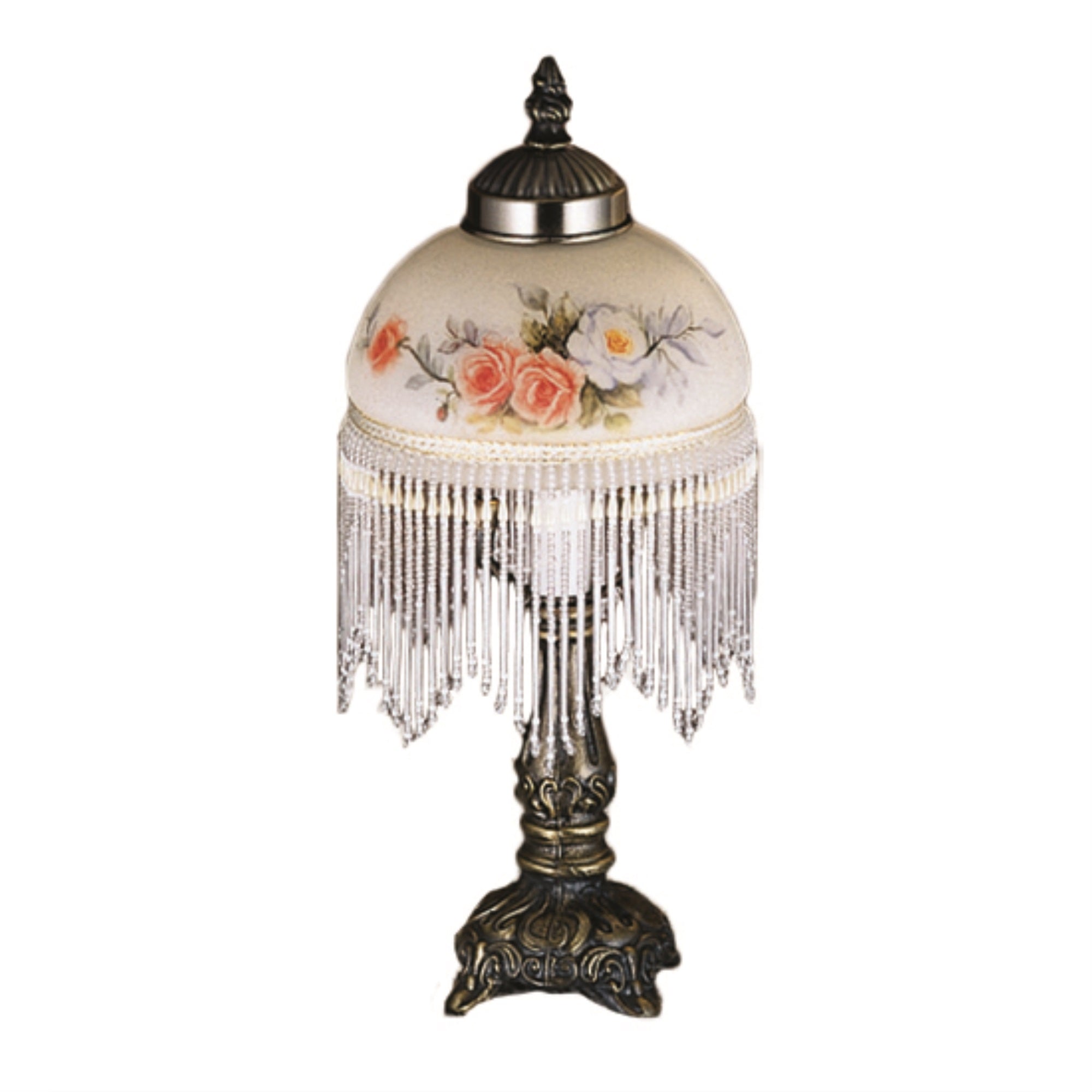 8'H Roussillon Rose Bouquet Fringed Mini Lamp