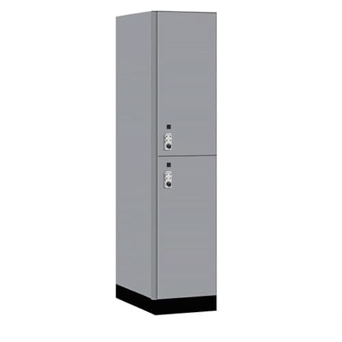 Salsbury 18 Wide Premier Wood Locker-Double Tier-1 Wide-6 Feet High-24” Deep-Winter Fog-Silver Resettable Combination Locks