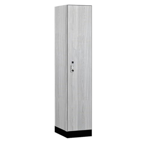 Salsbury 15 Wide Premier Wood Locker-Single Tier-1 Wide-6 Feet High-21” Deep-Silver Teak-Silver Resettable Combination Locks