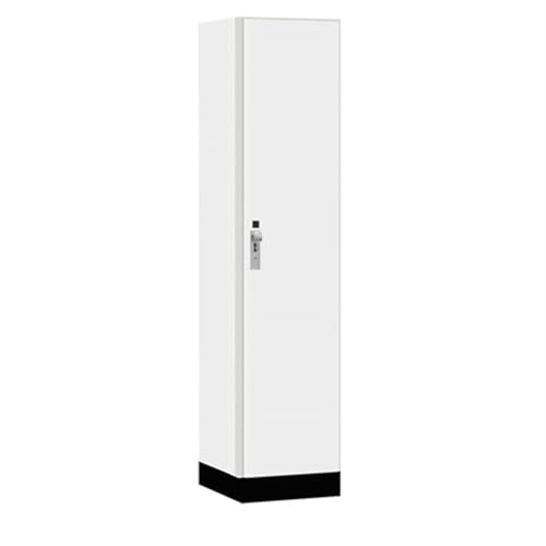 Salsbury 18 Wide Premier Wood Locker-Single Tier-1 Wide-6 Feet High-18” Deep-Arctic White-Silver Hasps