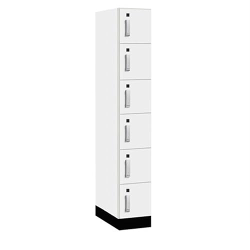 Salsbury 12 Wide Premier Wood Locker-Six Tier Box Style-1 Wide-6 Feet High-21" Deep-Arctic White-Silver Electronic Locks"