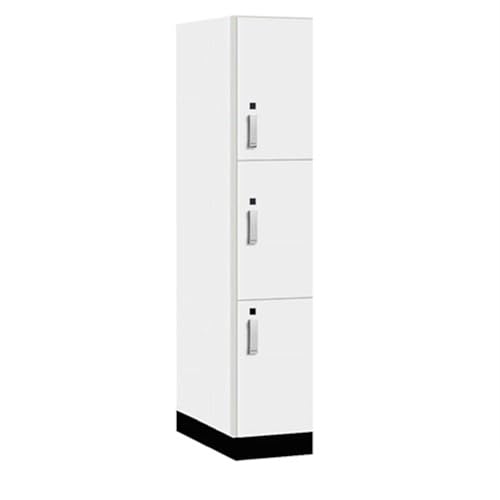 Salsbury 15 Wide Premier Wood Locker-Triple Tier-1 Wide-6 Feet High-24” Deep-Arctic White-Silver Electronic Locks