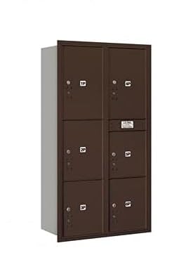 Maximum Height Recessed Mounted 4C Horizontal Parcel Locker with 6 Parcel Lockers in Bronze with Private Access - Rear Loading