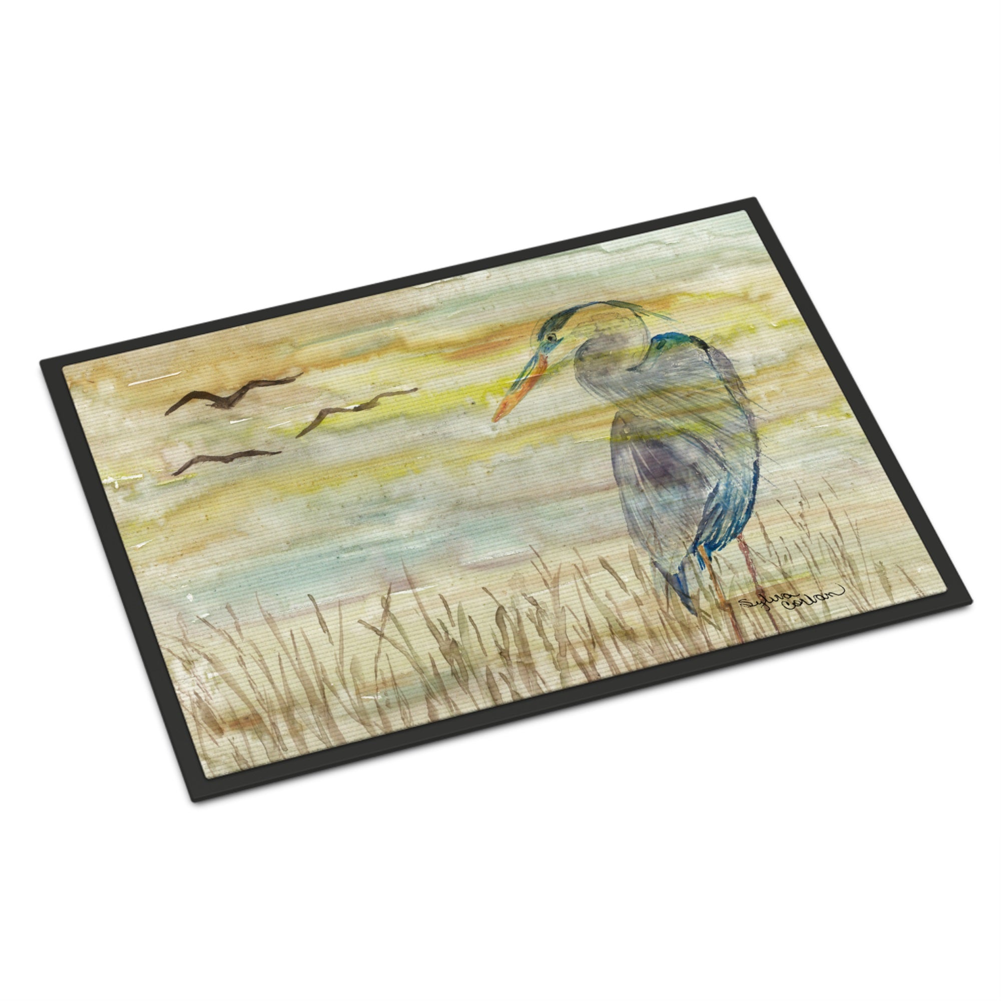 Blue Heron Yellow Sky Indoor Or Outdoor Mat 24X36