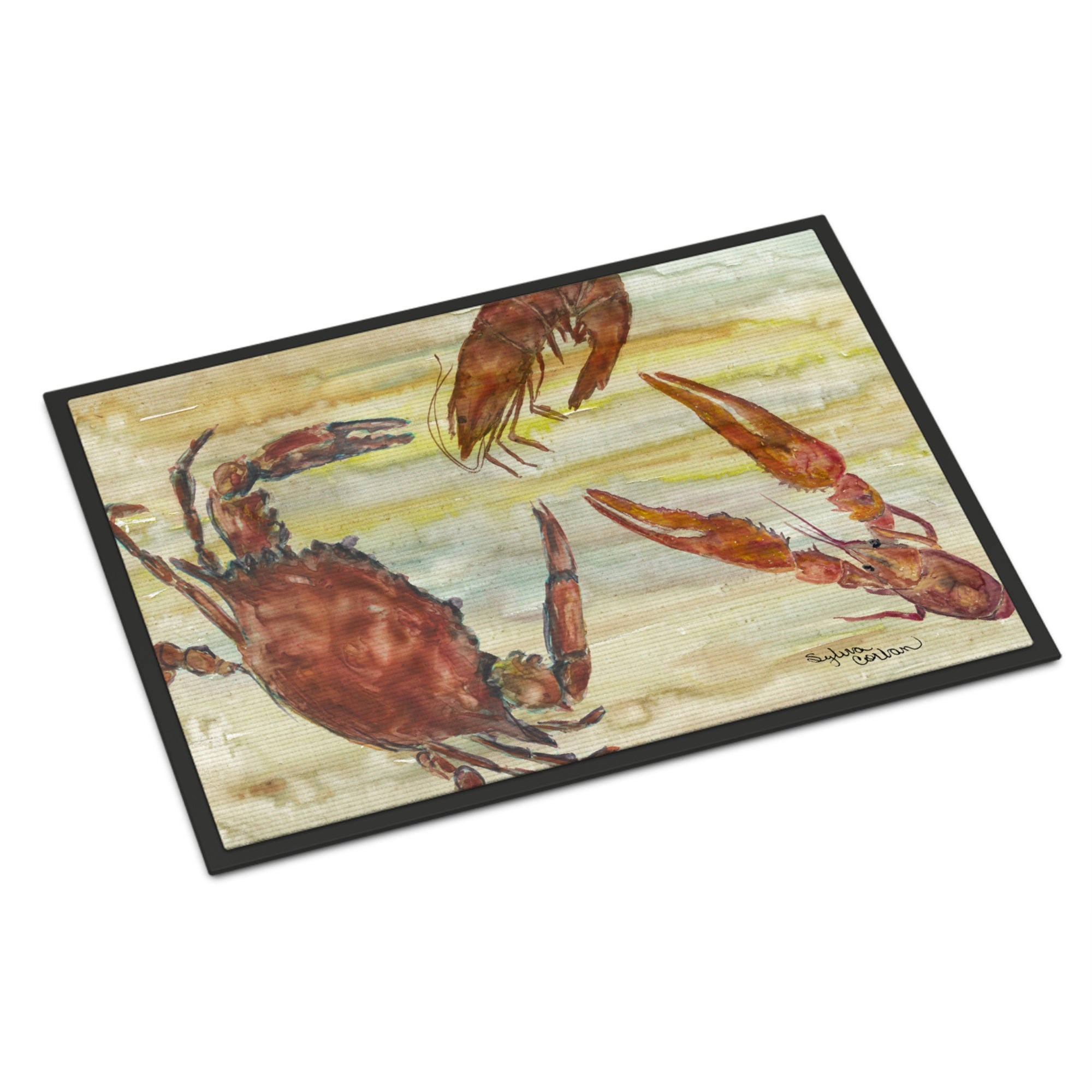 Crab, Shrimp, Oyster Yellow Sky Indoor Or Outdoor Mat 24X36