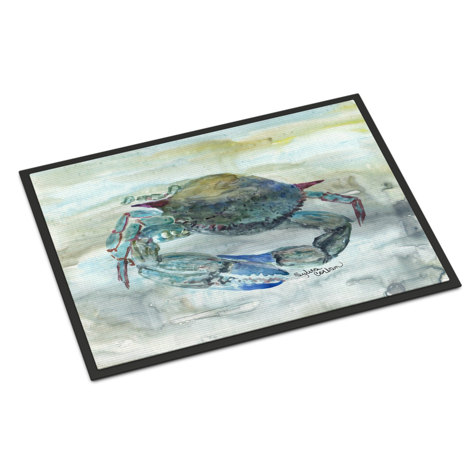 Blue Crab Watercolor Indoor Or Outdoor Mat 18X27