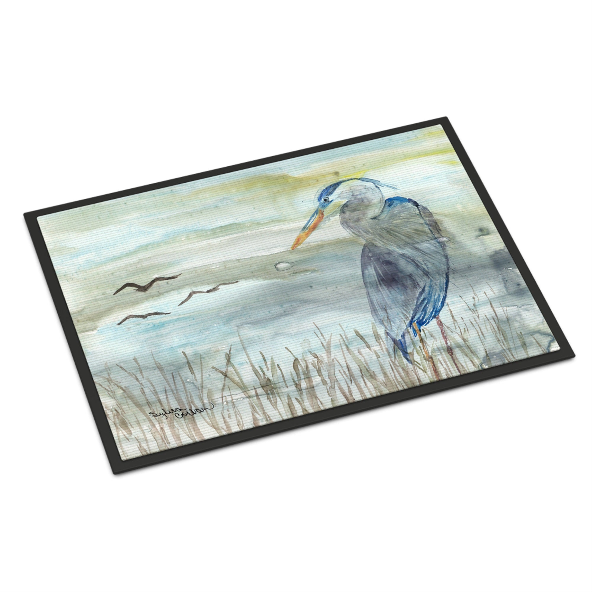 Blue Heron Watercolor Indoor Or Outdoor Mat 18X27
