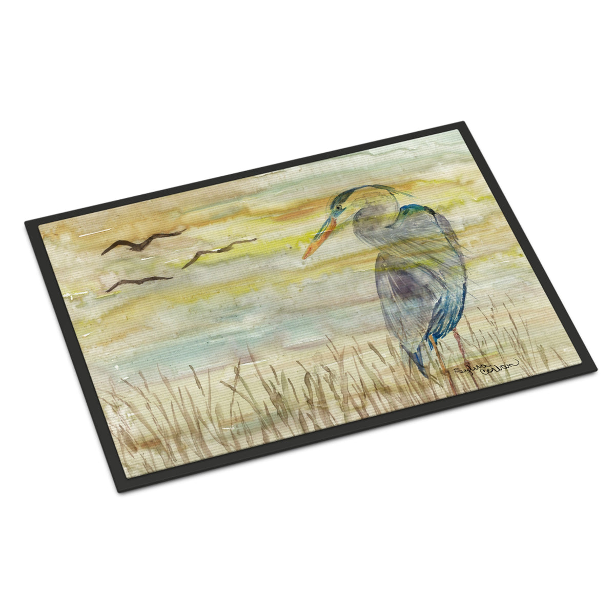 Blue Heron Yellow Sky Indoor Or Outdoor Mat 18X27