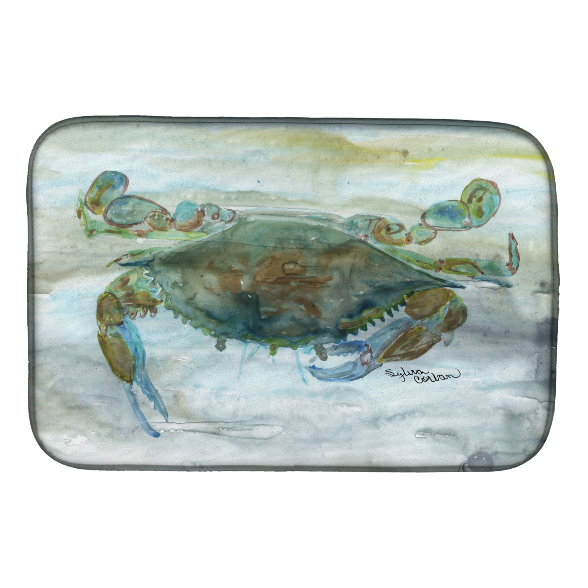 Crab A Leg Up Watercolor Dish Drying Mat