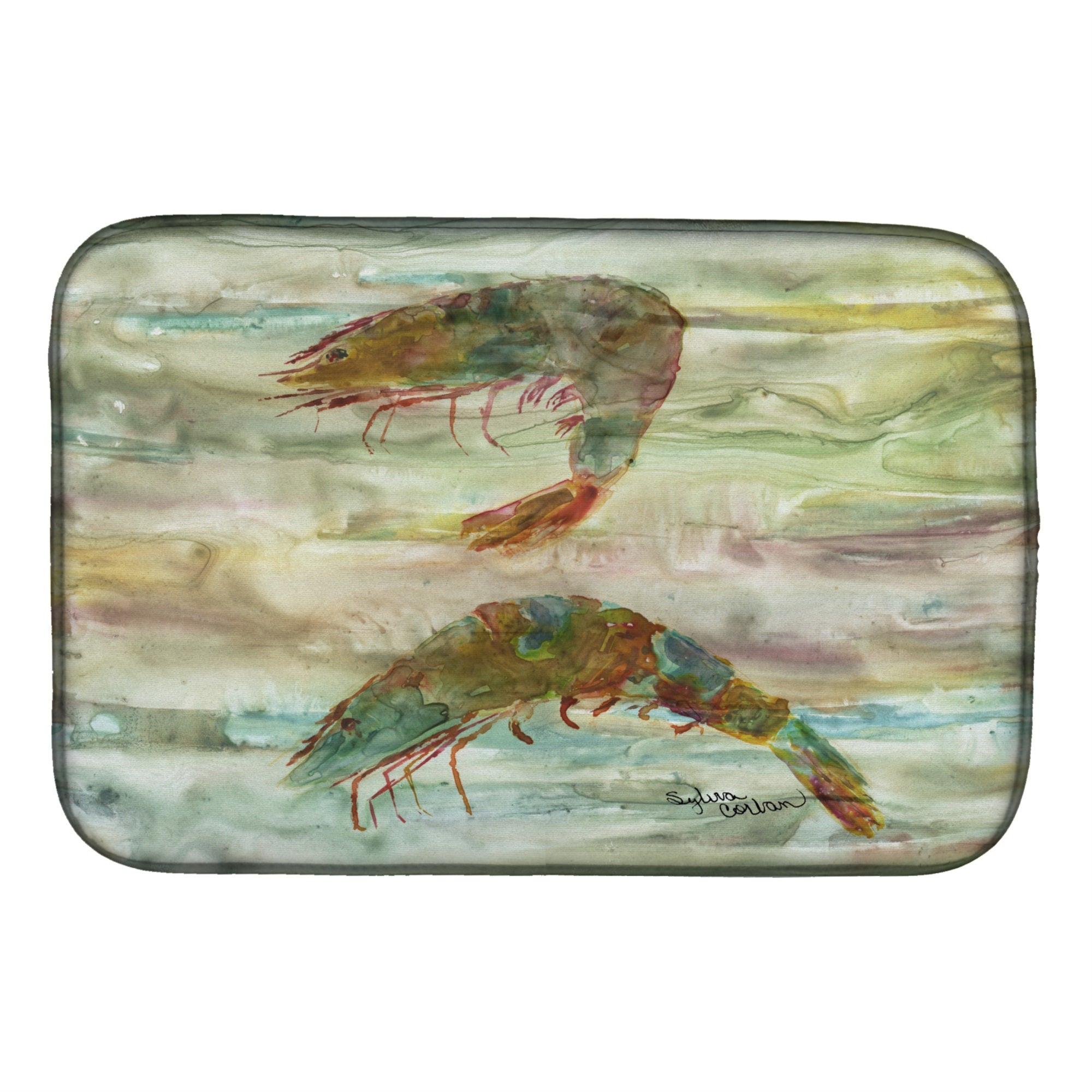 Shrimp Sunset Dish Drying Mat