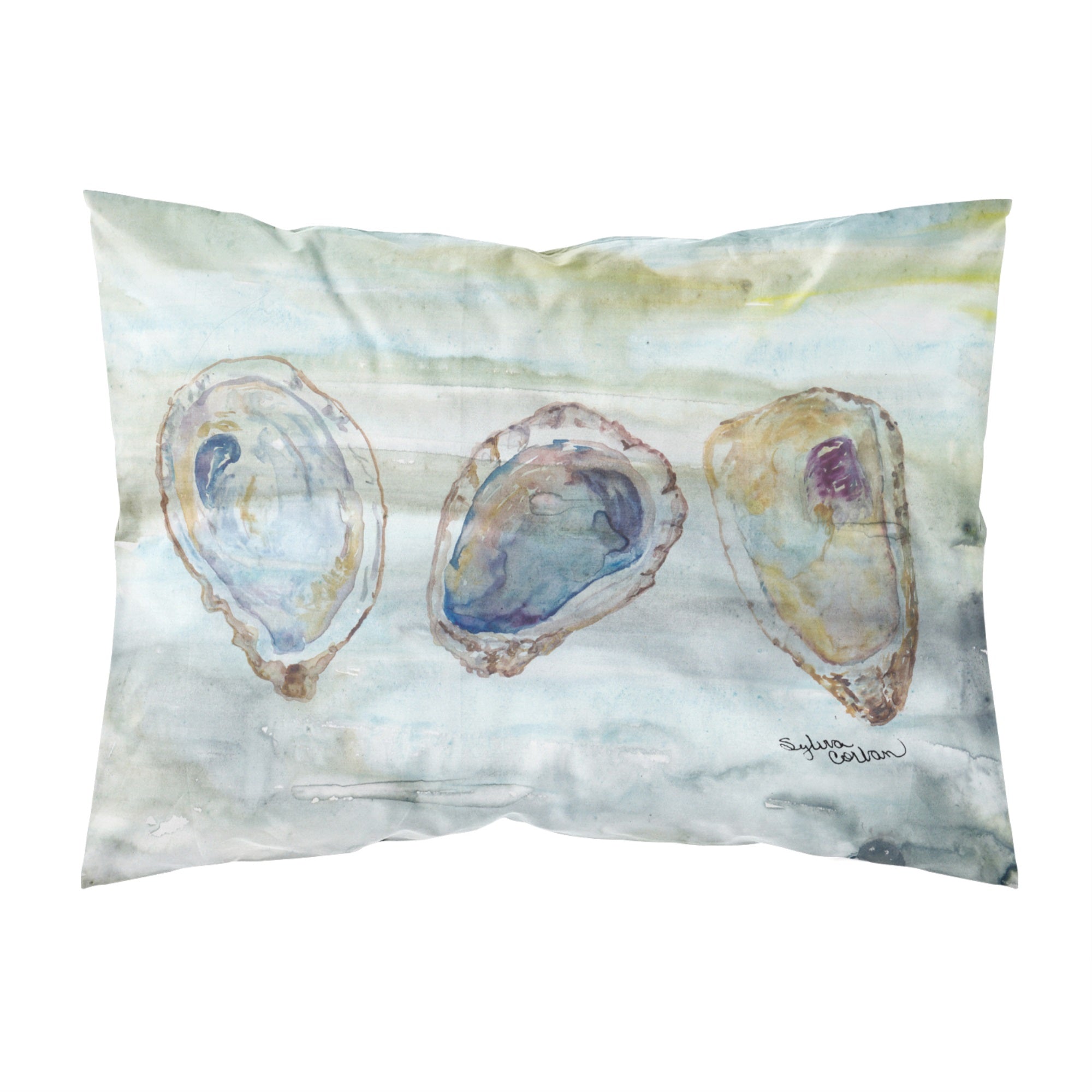 Oysters Watercolor Fabric Standard Pillowcase