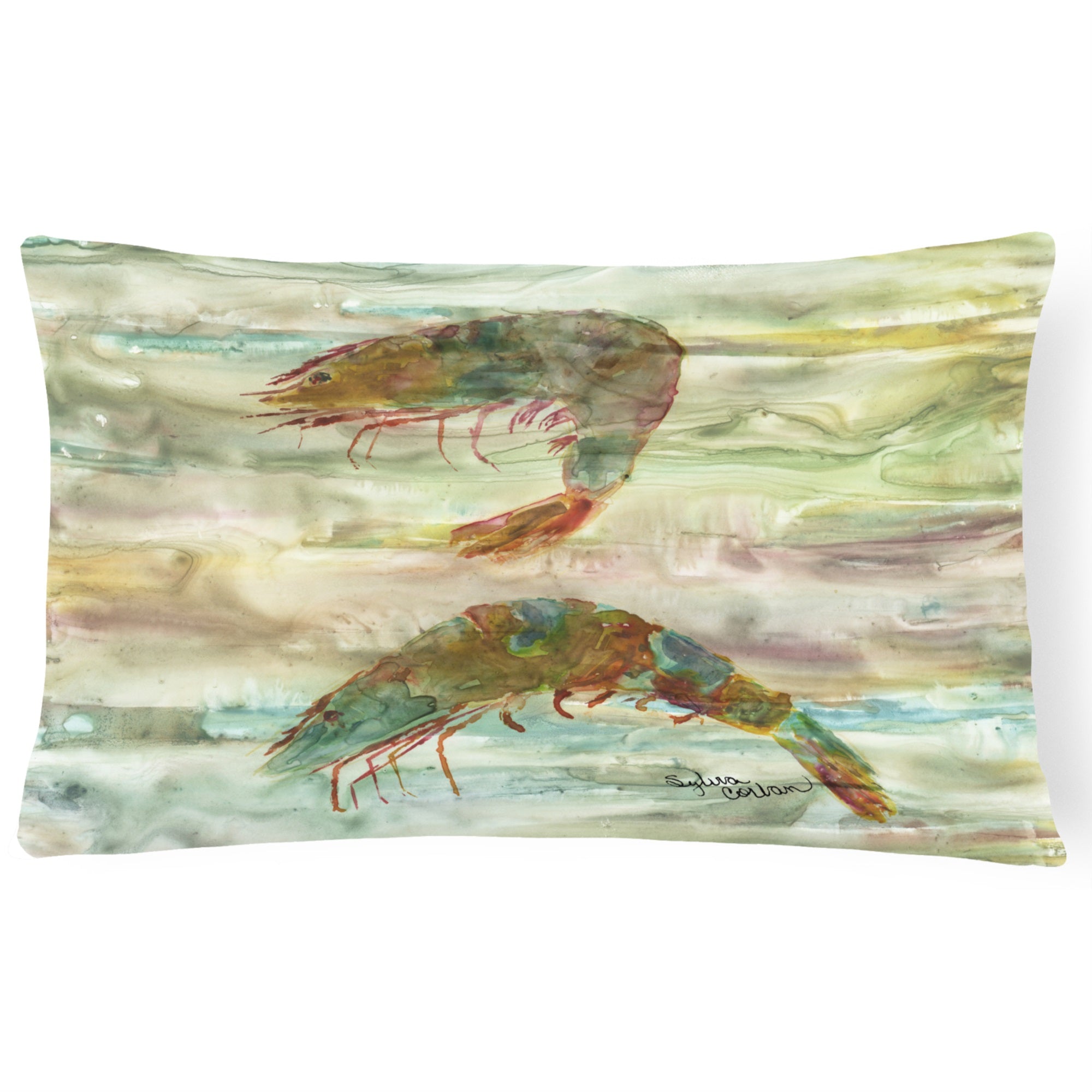 Shrimp Sunset Canvas Fabric Decorative Pillow