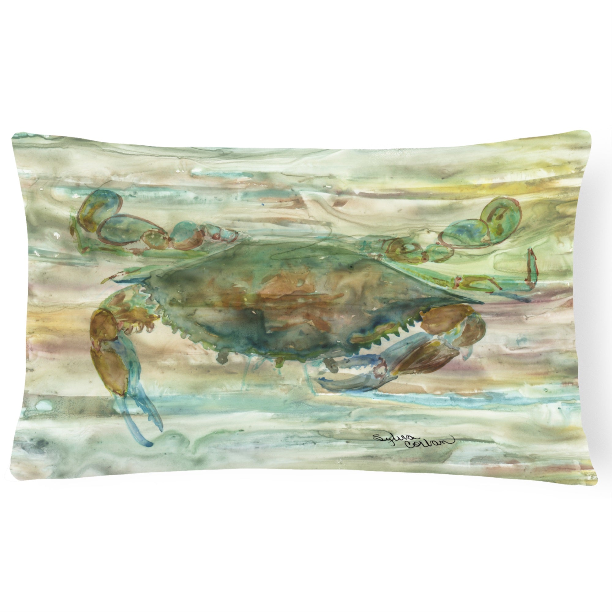 Crab A Leg Up Sunset Canvas Fabric Decorative Pillow