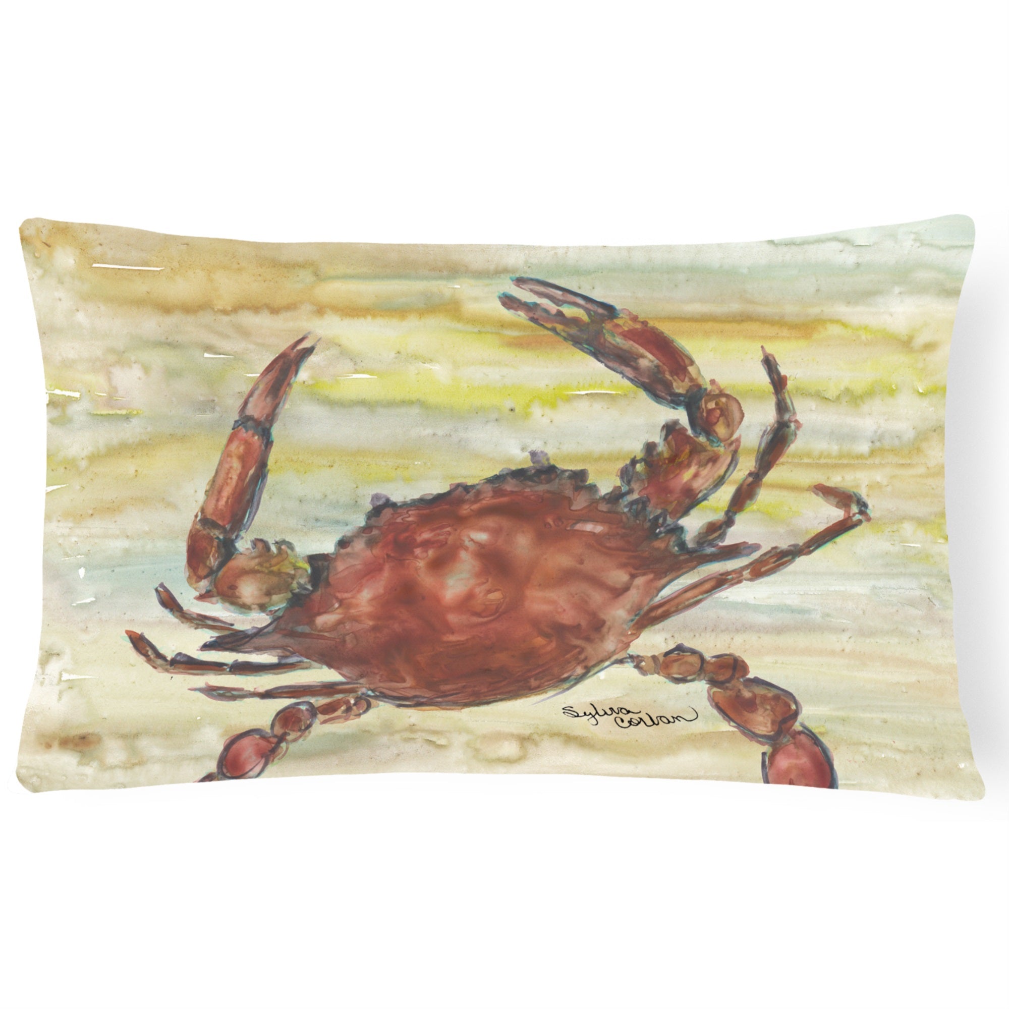 Cooked Crab Yellow Sky Canvas Fabric Decorative Pillow
