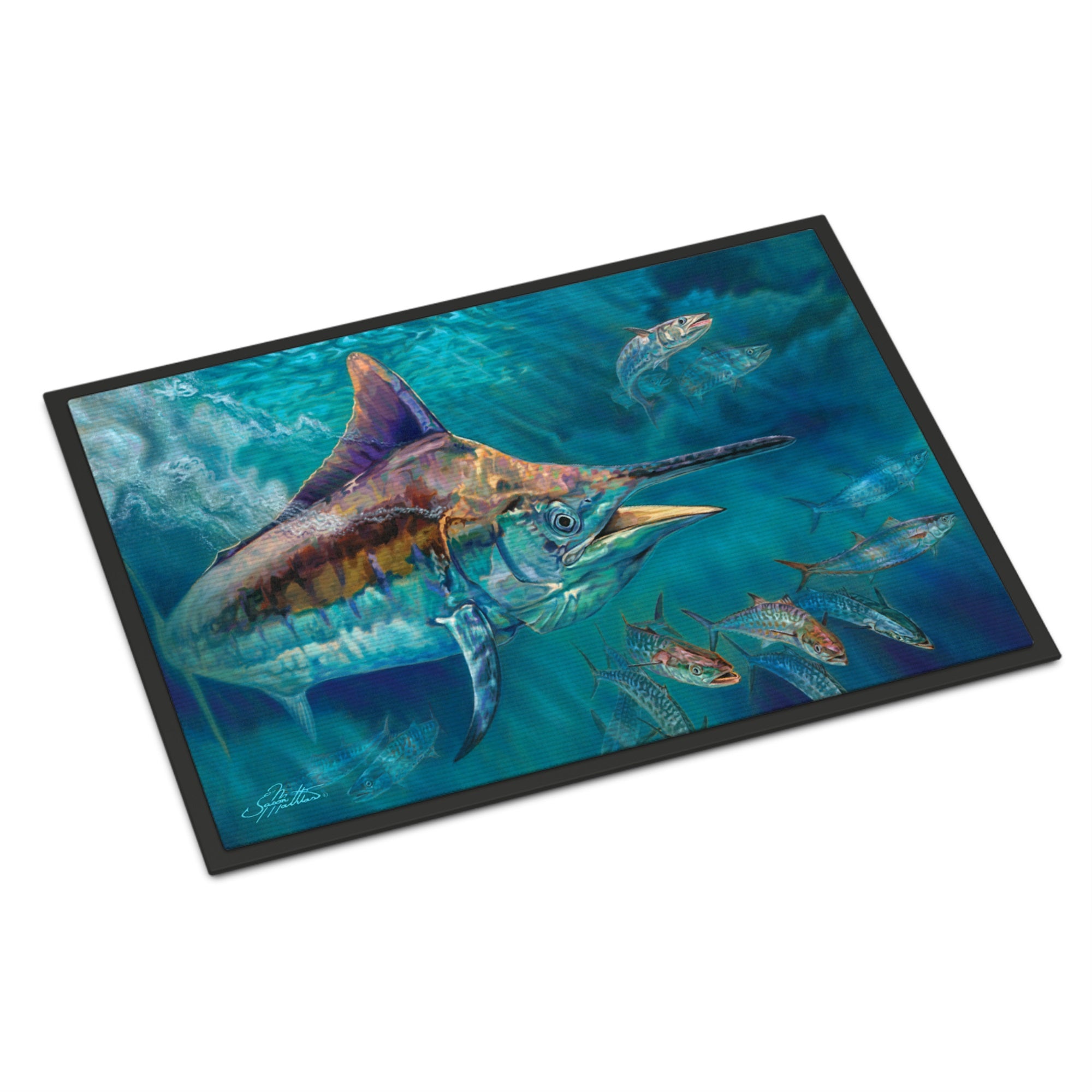 Liquid Metal Black Marlin Indoor Or Outdoor Mat 24X36