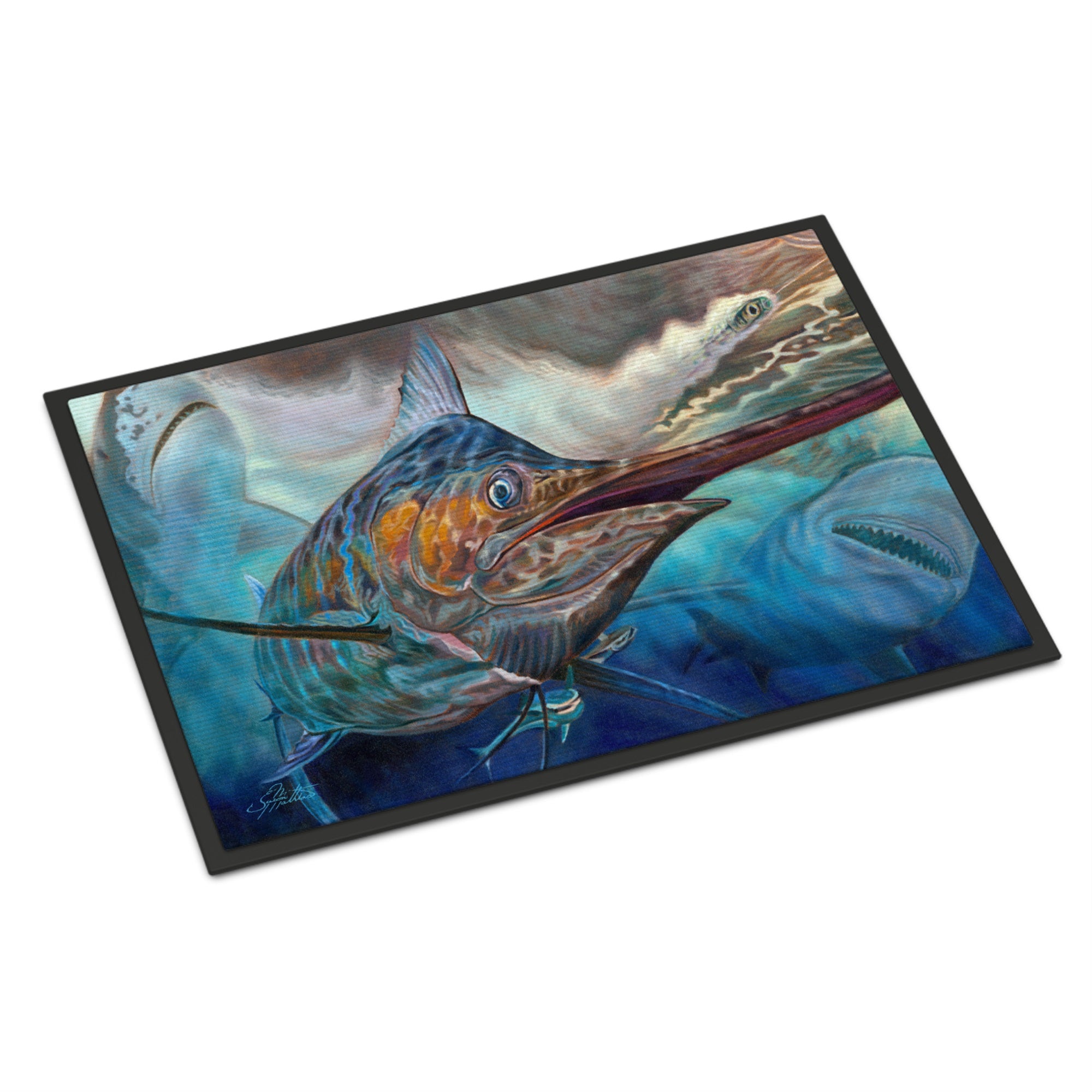 Running The Guantlet Blue Marlin Indoor Or Outdoor Mat 18X27