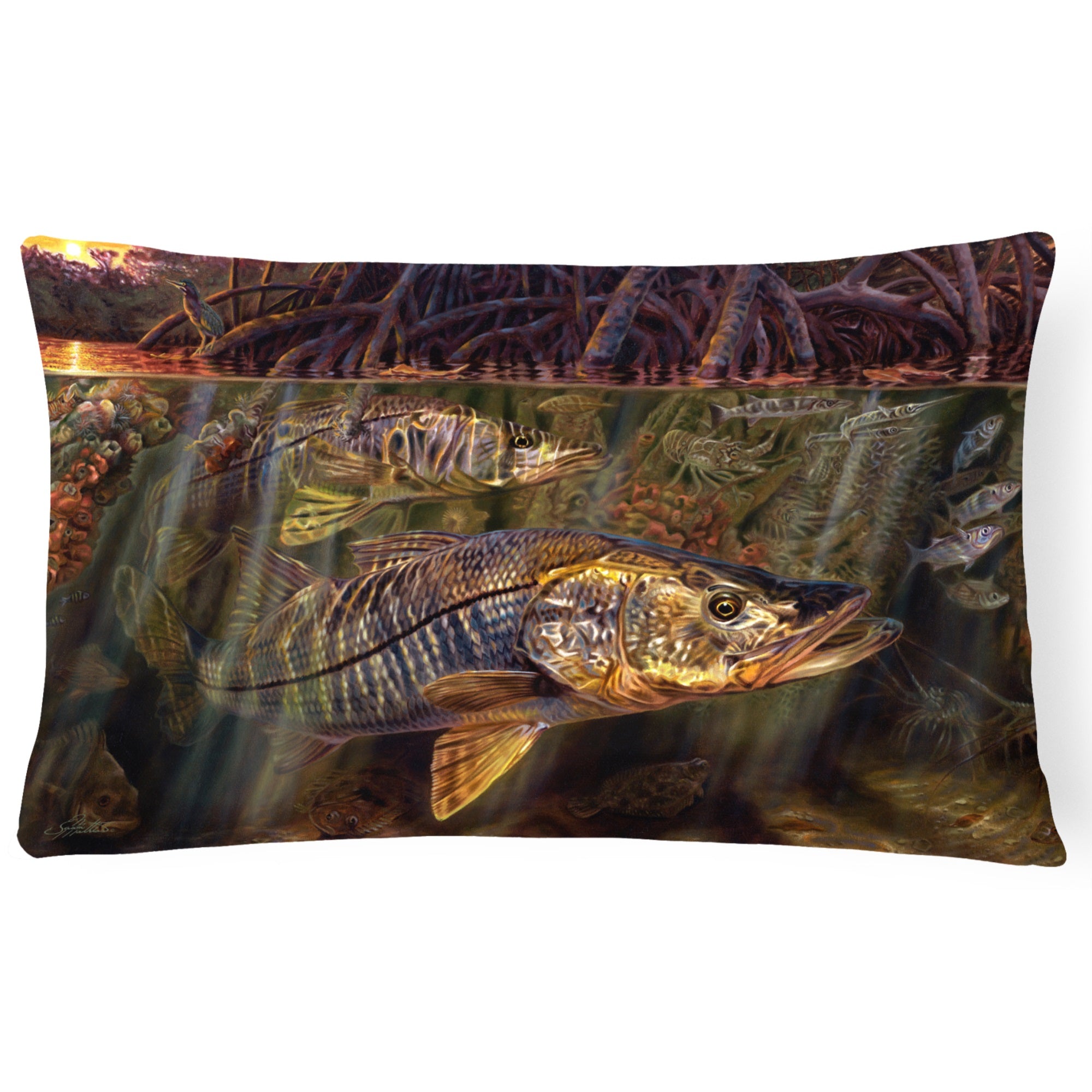 Grove Garden Snook Canvas Fabric Decorative Pillow