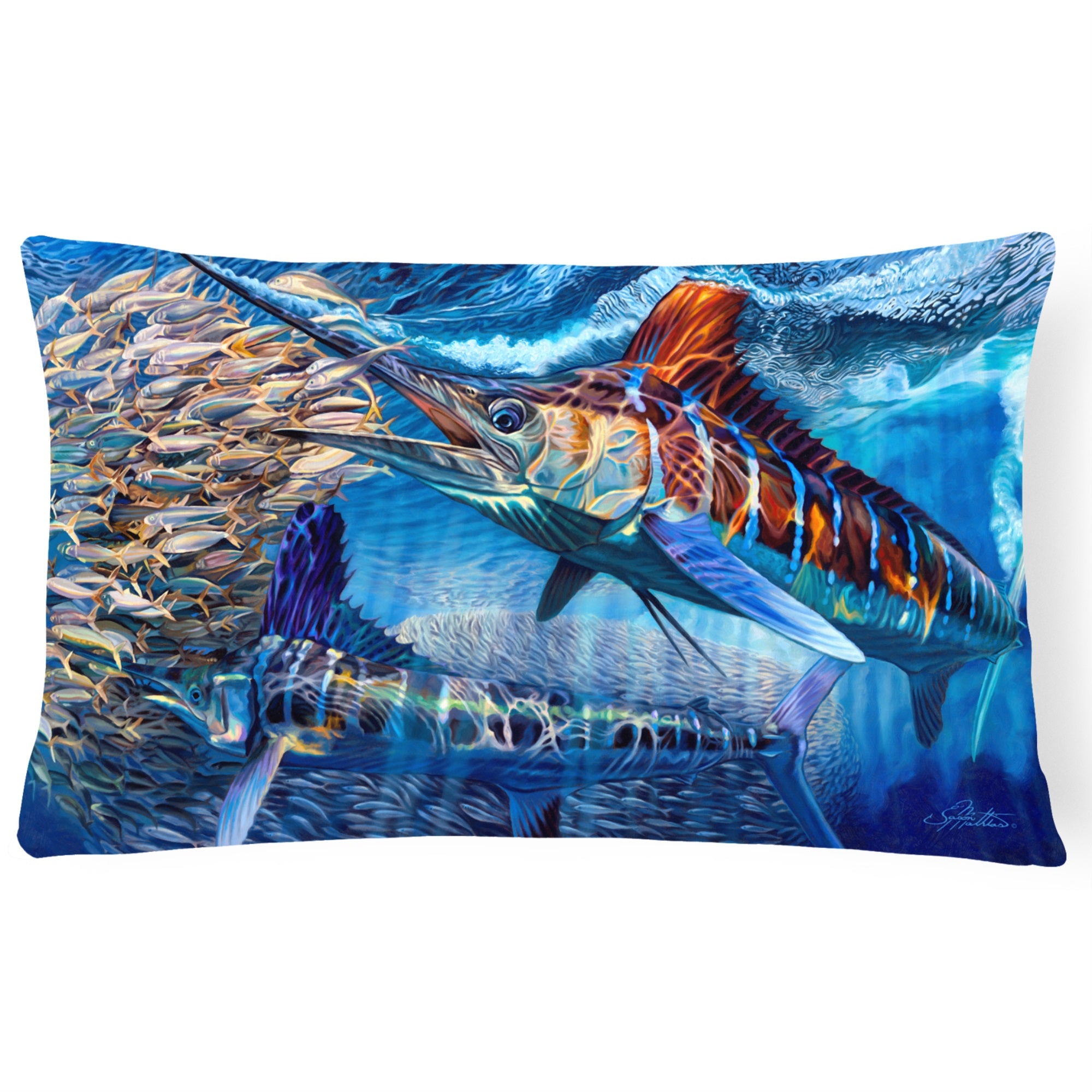 White Night White Marlin Canvas Fabric Decorative Pillow
