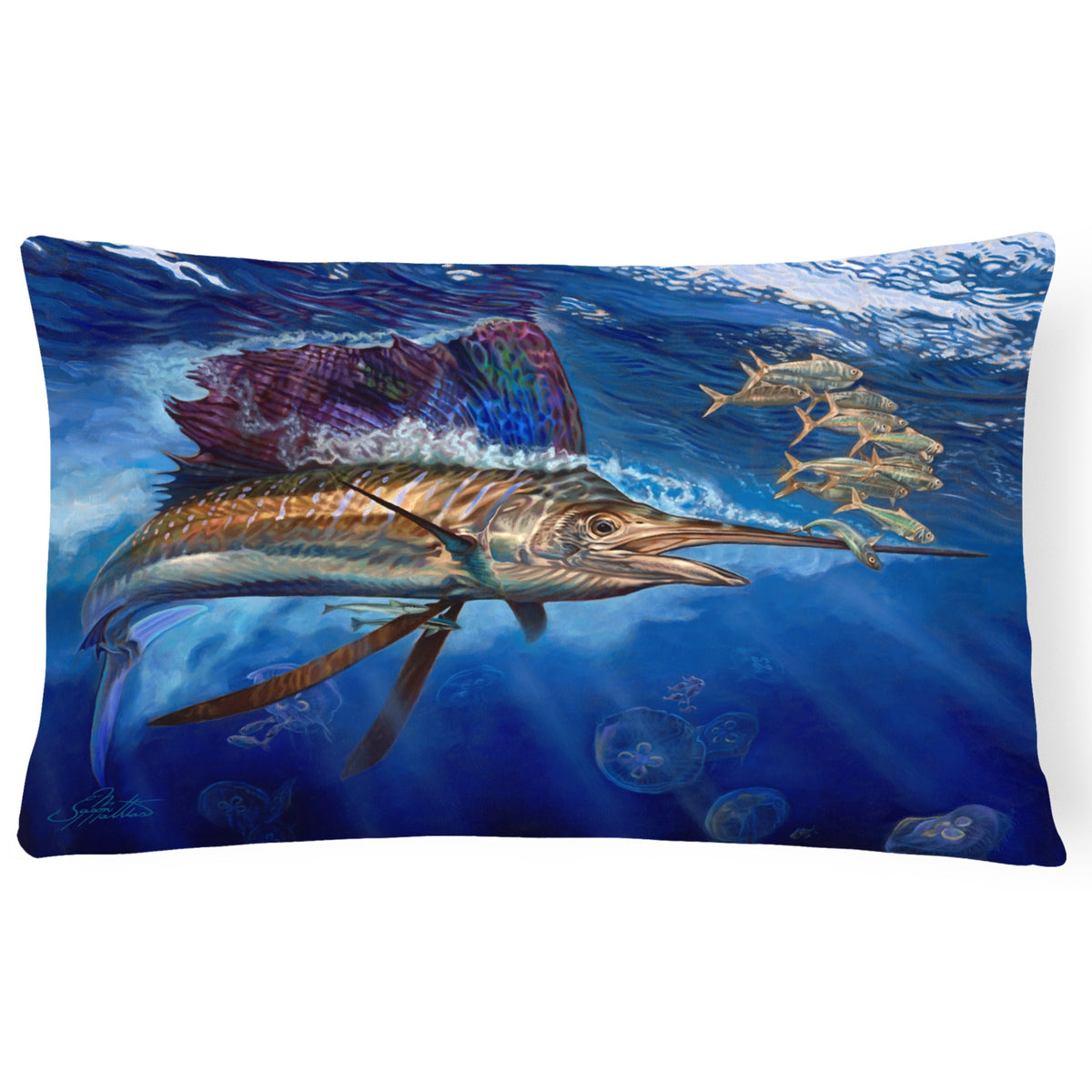 Majesty Sailfish Canvas Fabric Decorative Pillow