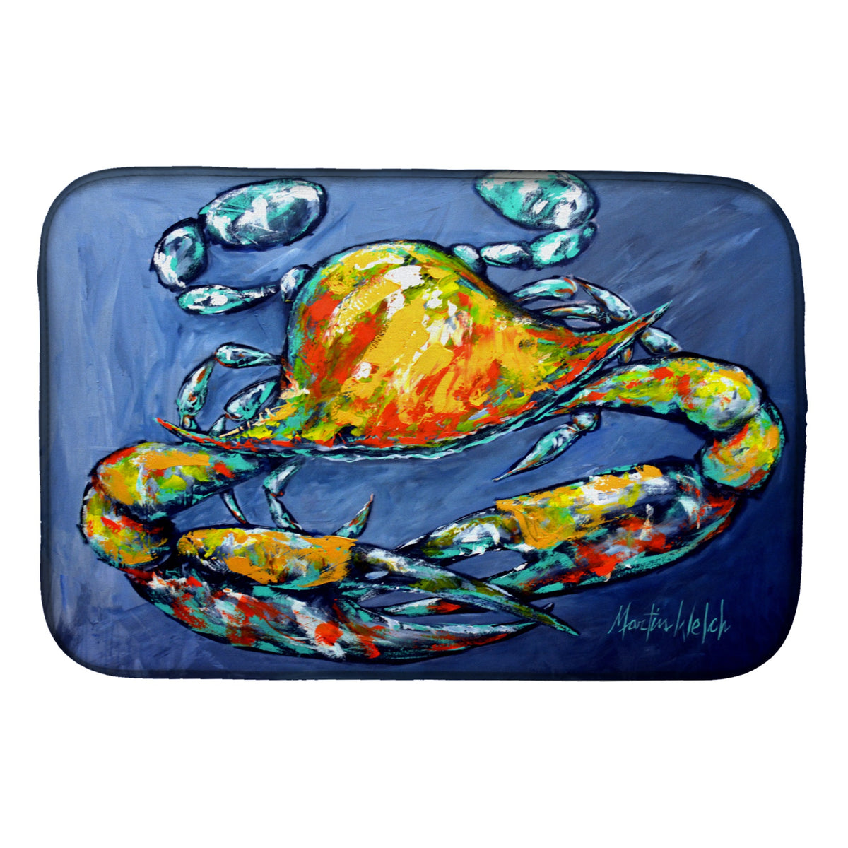 Blue Gray Kinda Day Crab Dish Drying Mat