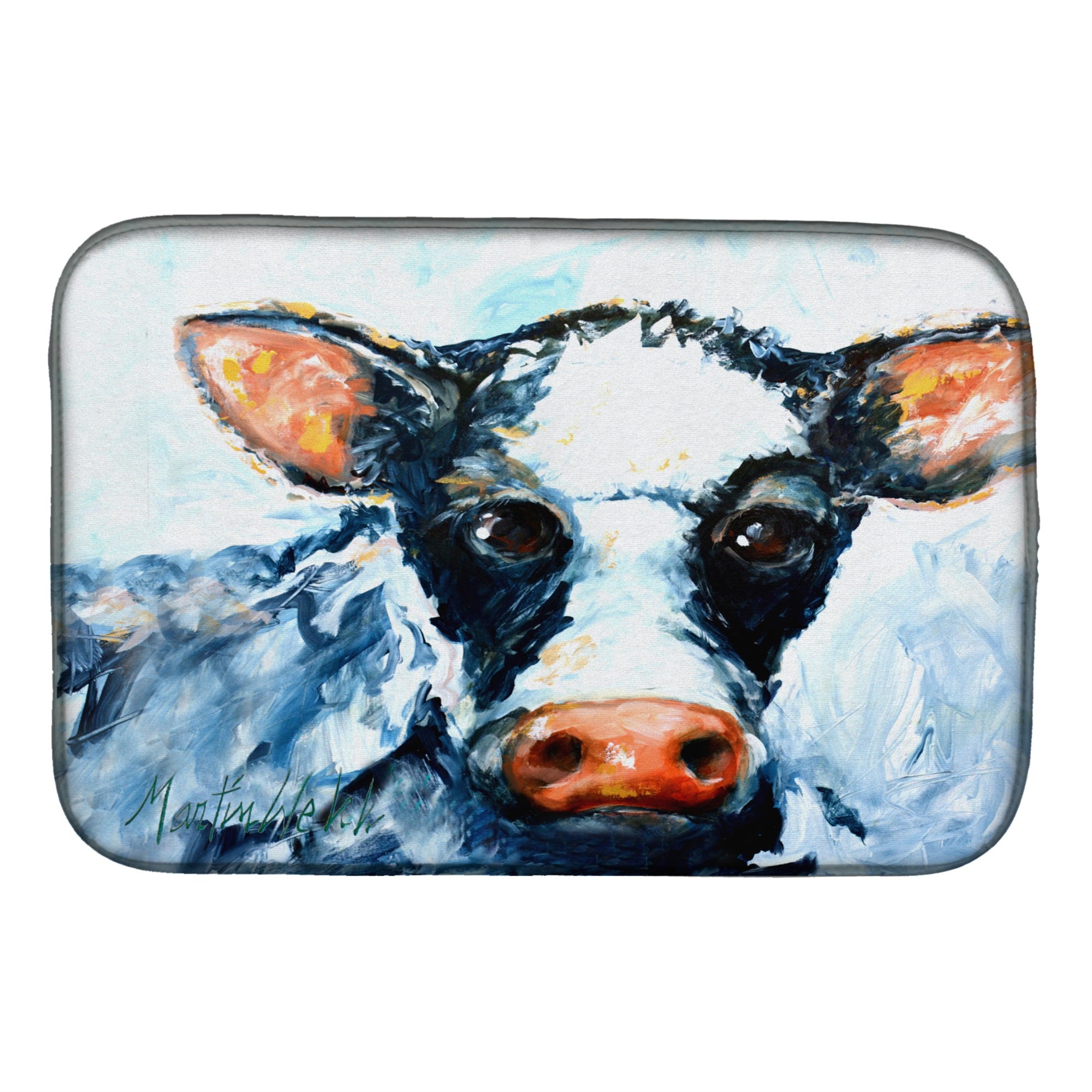 Cow Lick Black And White Cow Dish Drying Mat