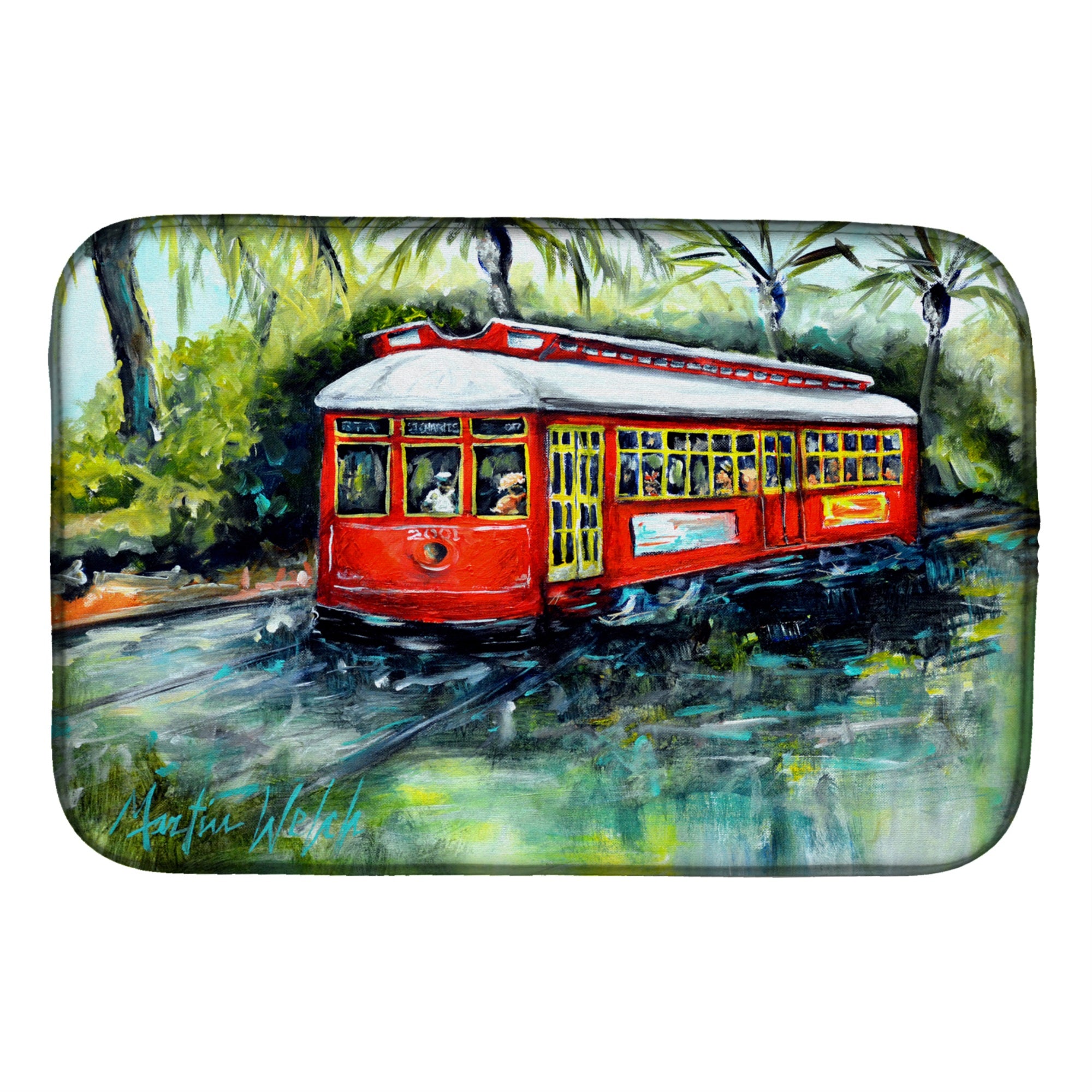 Little Red Street Car Dish Drying Mat
