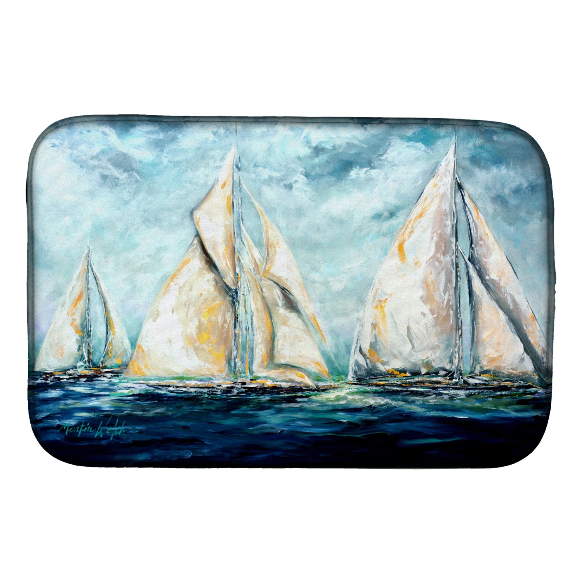The Last Mile Sail Boats Dish Drying Mat
