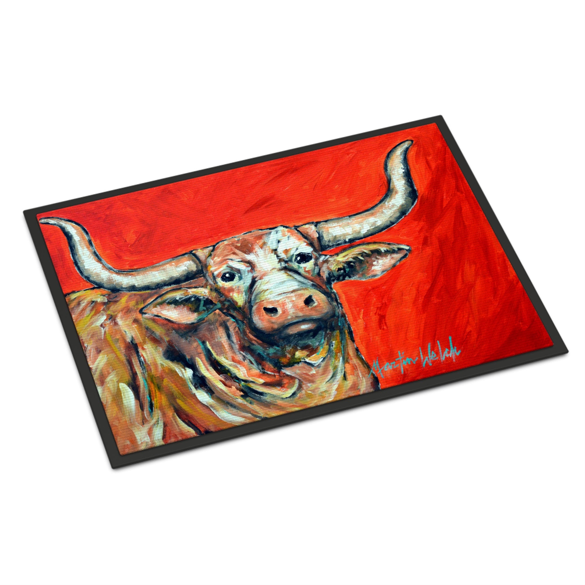 See Red Longhorn Cow Indoor Or Outdoor Mat 24X36