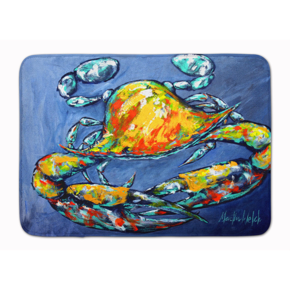 Blue Gray Kinda Day Crab Machine Washable Memory Foam Mat