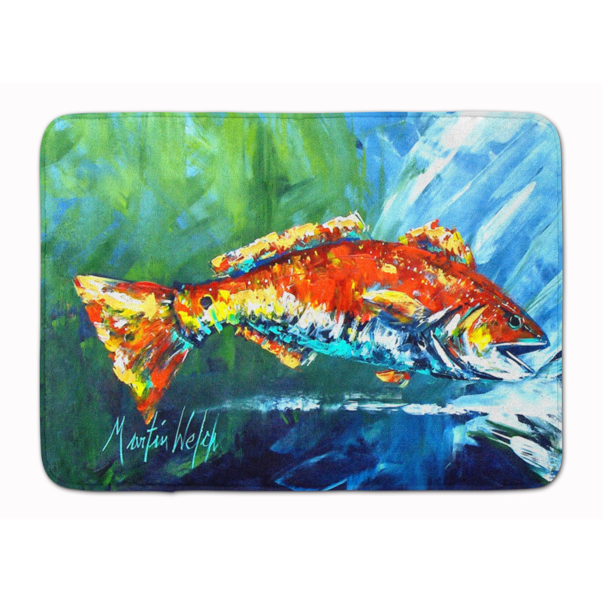 Break Through Red Fish Machine Washable Memory Foam Mat