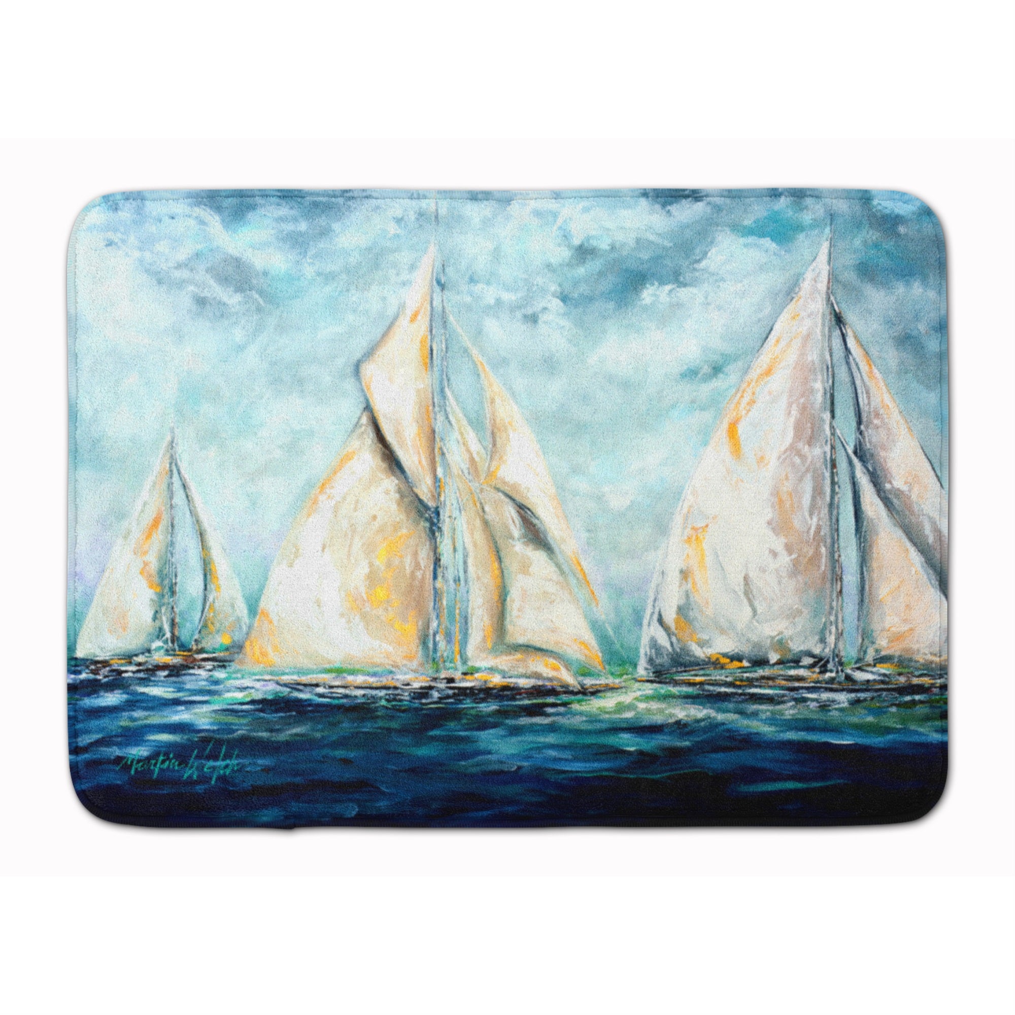The Last Mile Sail Boats Machine Washable Memory Foam Mat