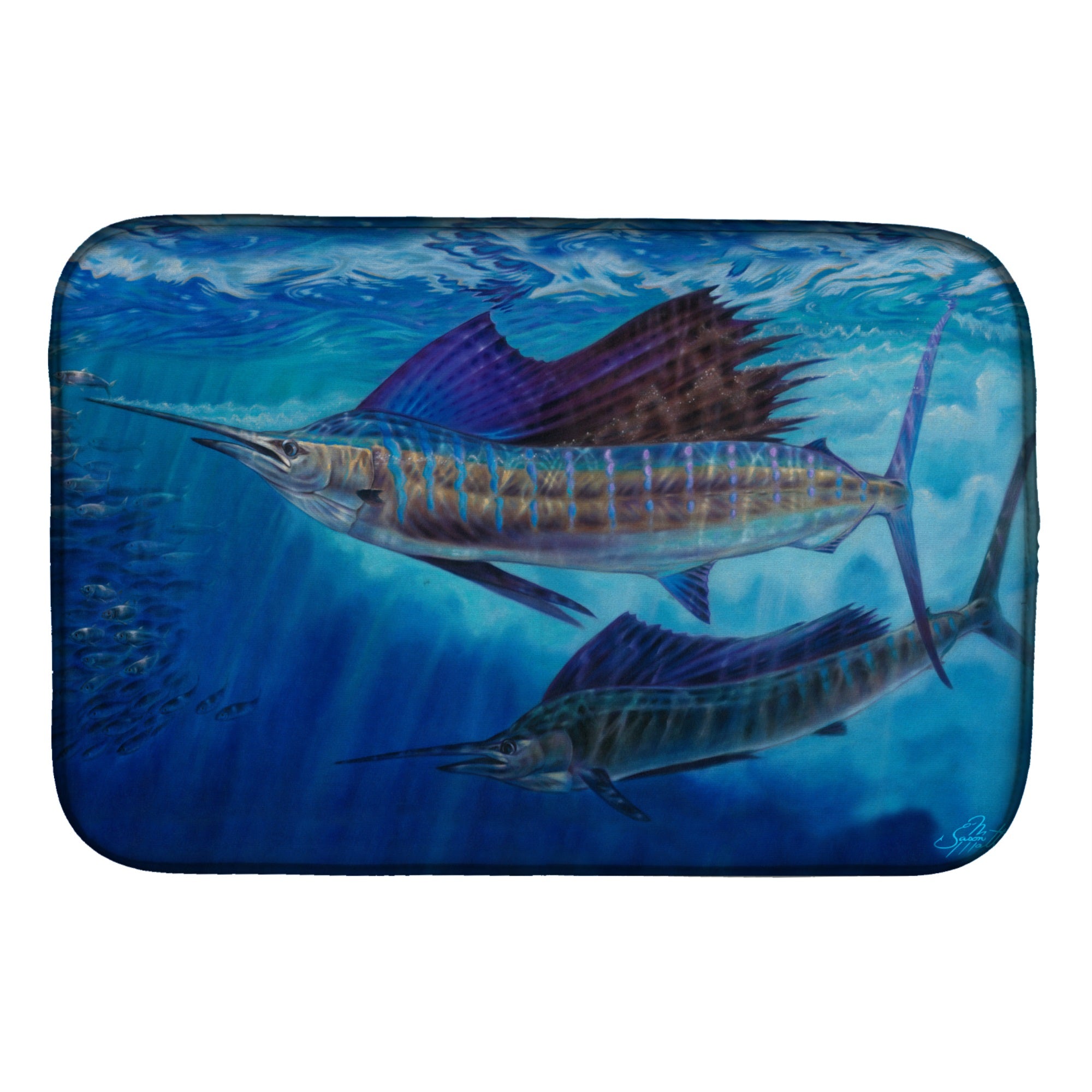 Wide Open Sailfish Dish Drying Mat