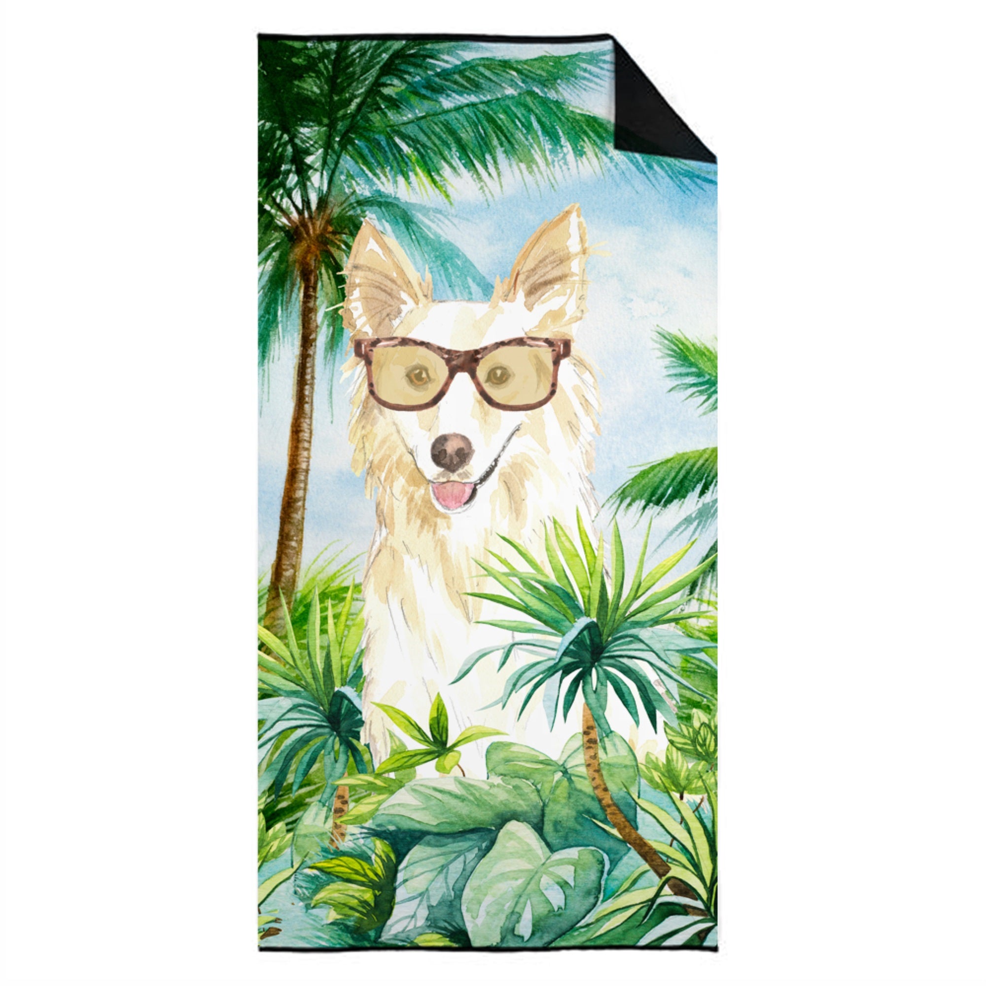 White Collie Premium Beach Towel